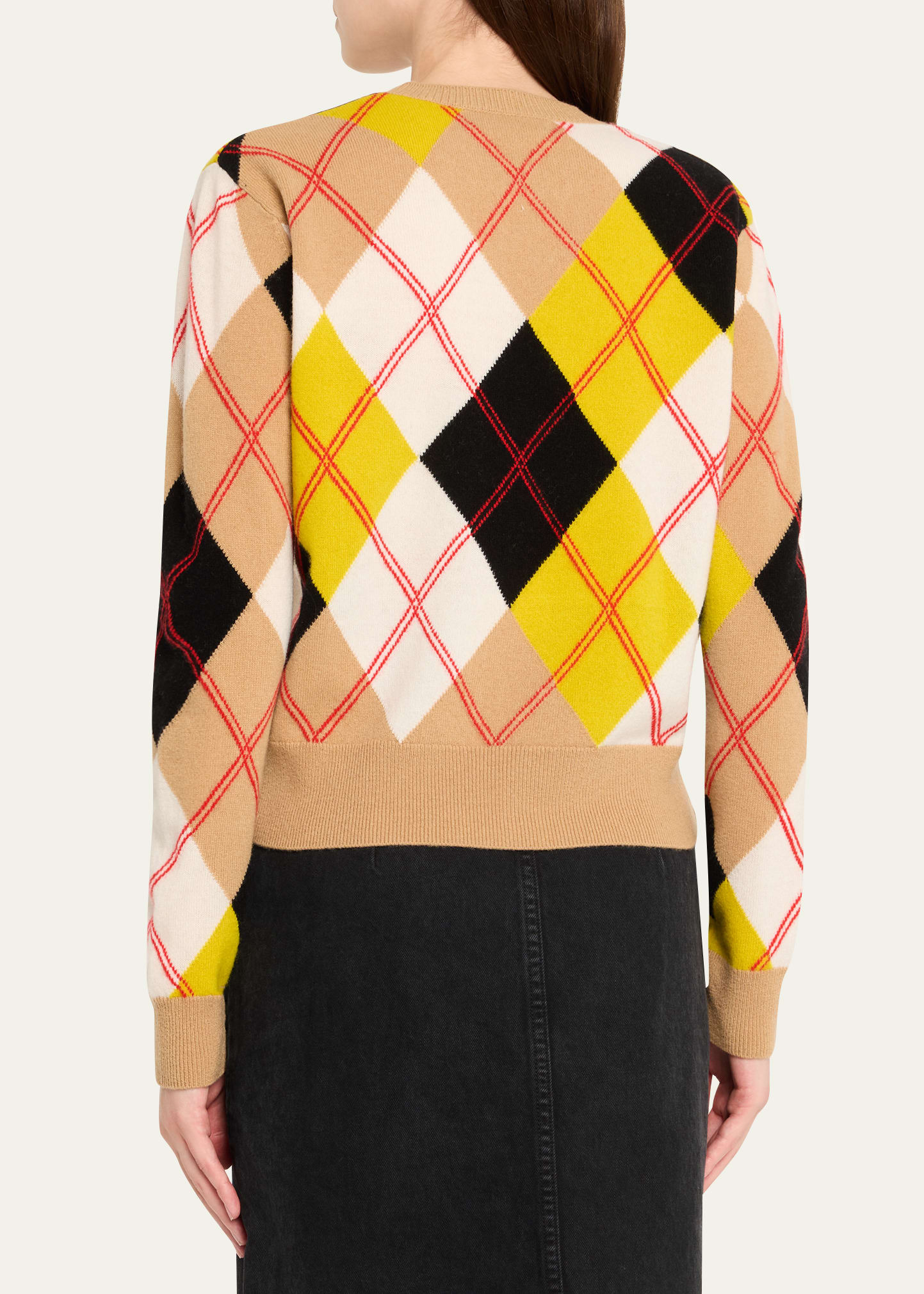 Preppy Daisy Argyle Crewneck Sweater - 3