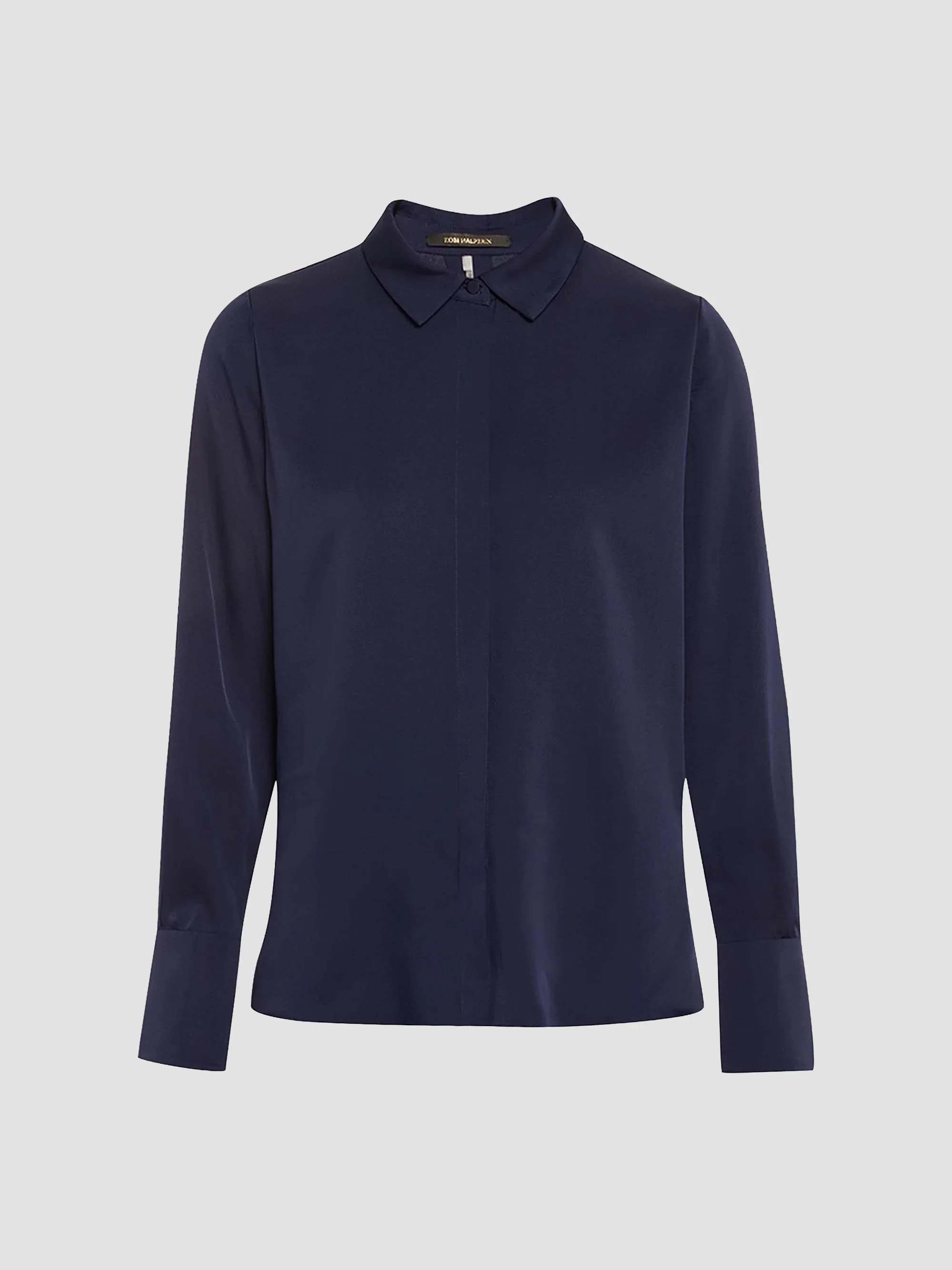 Women's Larissa Collared Silk-Blend Blouse - Midnight Blue - 1
