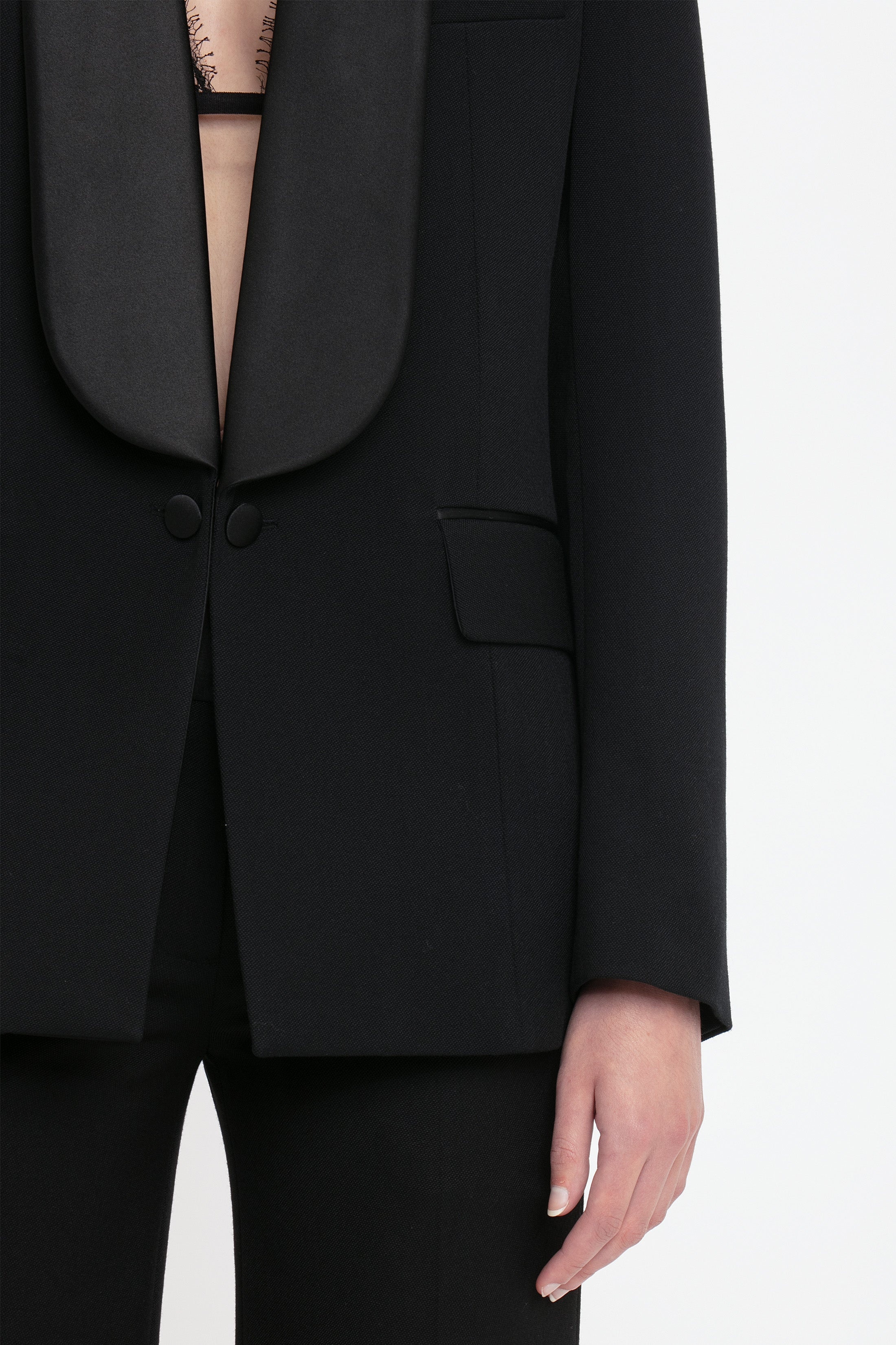 Showl Collar Tux Jacket In Black - 5