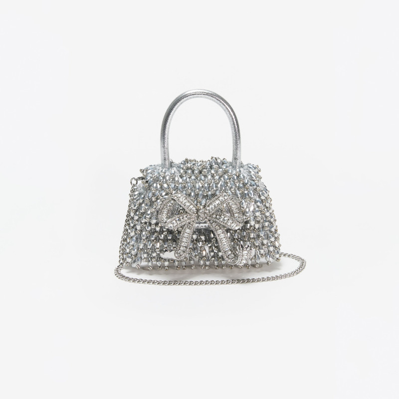 Silver Embellished Micro Bow Bag 4