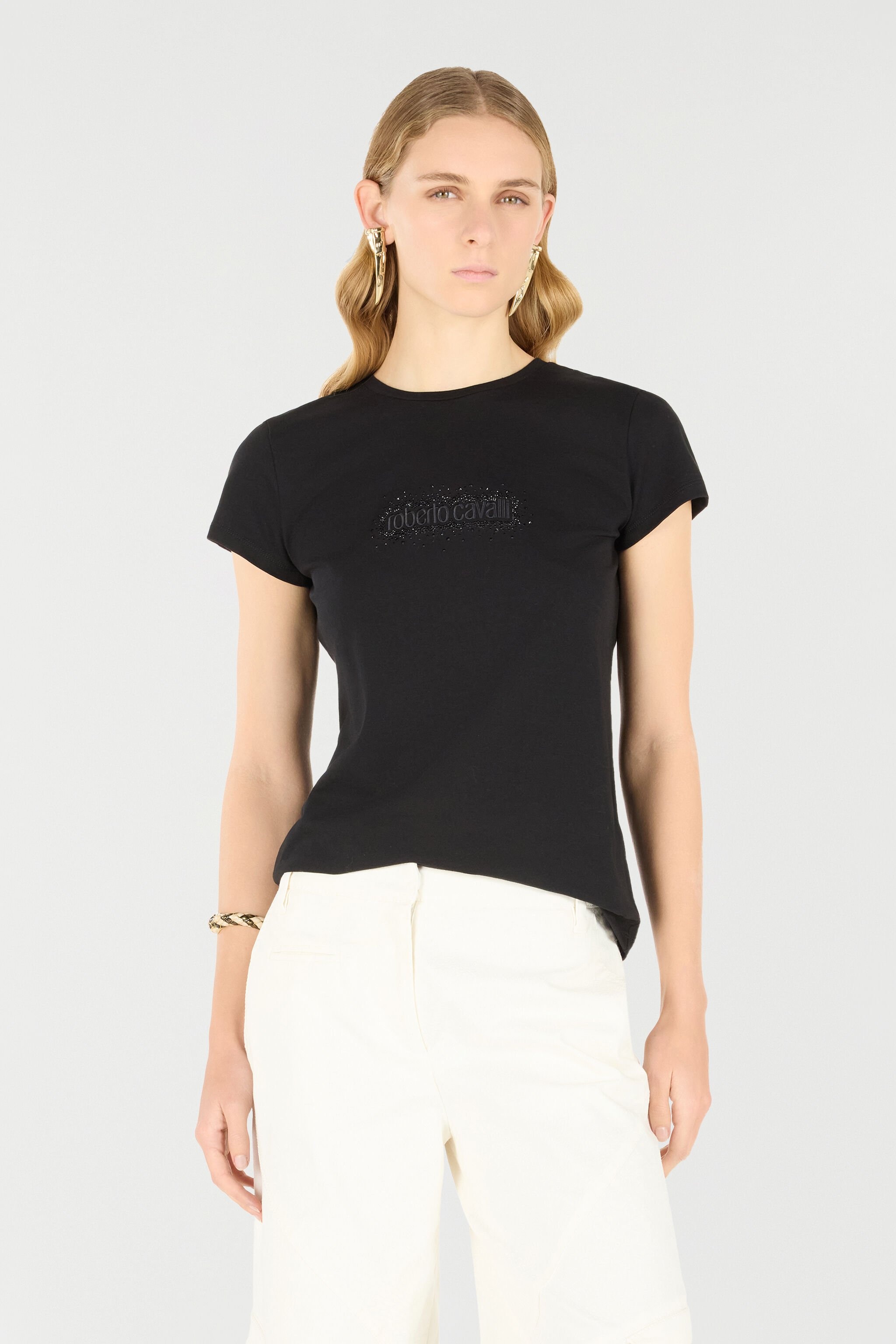 T-Shirt With Logo And Rhinestones - 3