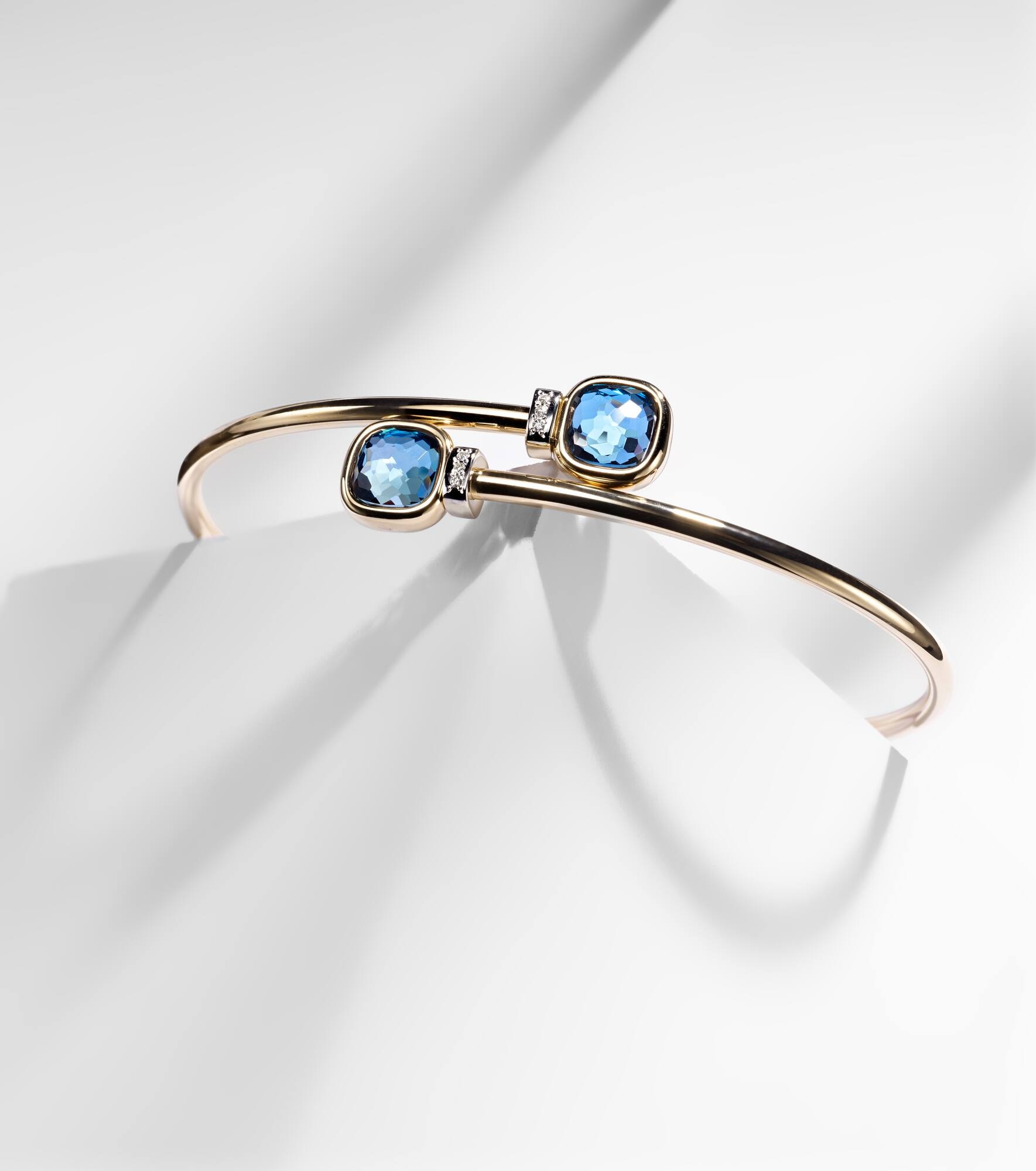 Nudo 18kt gold bangle with topazes and diamonds - 5