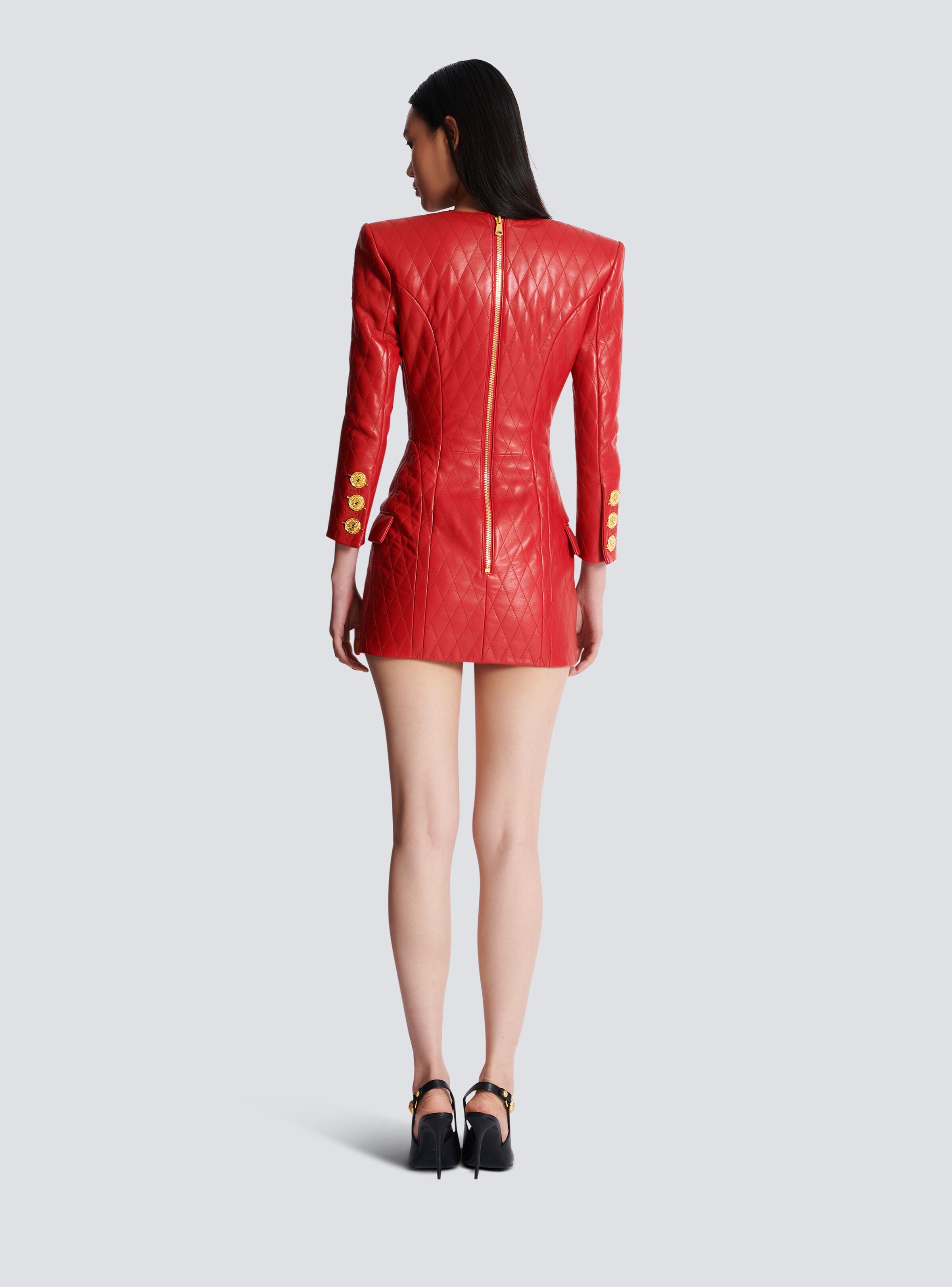 Short quilted leather dress - 4