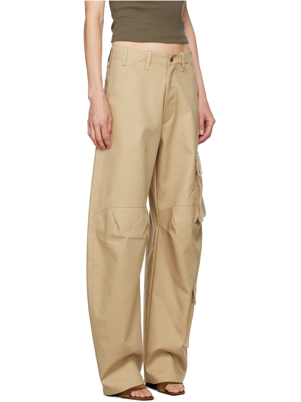 Beige Rose Cargo Pants - 2