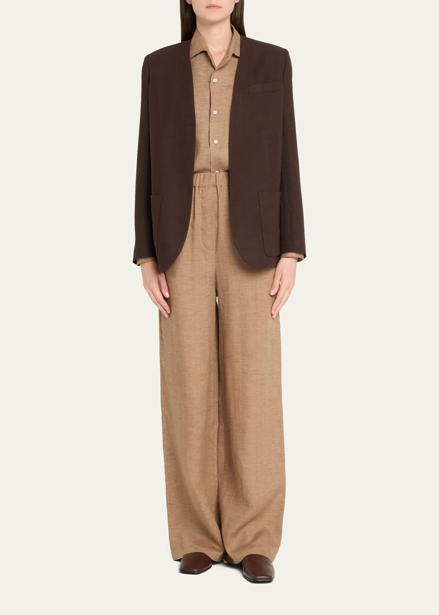 Hanna Open-Front Summer Linen Crepe Jacket - 2
