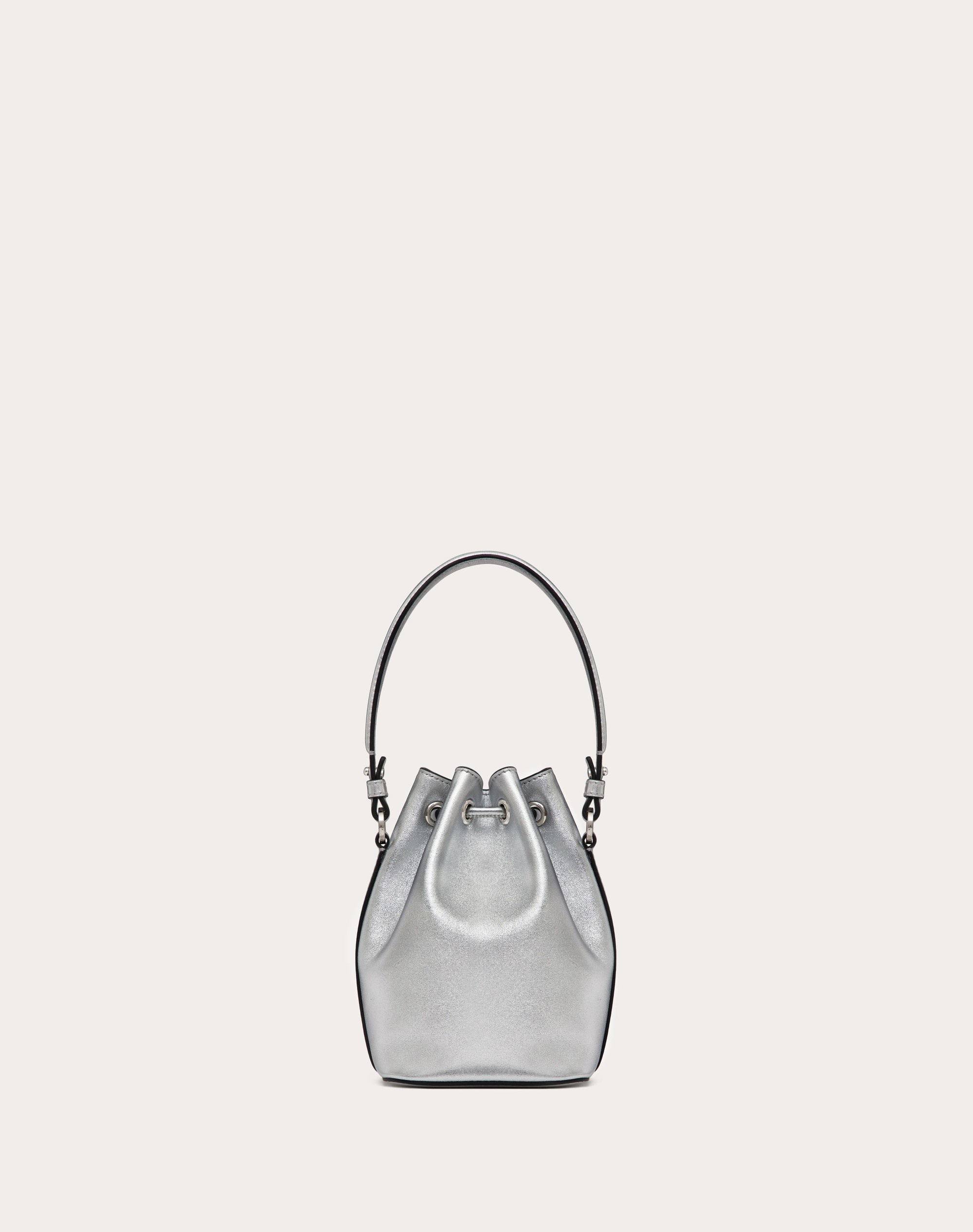 MINI VLOGO SIGNATURE BUCKET BAG IN METALLIC NAPPA LEATHER - 3
