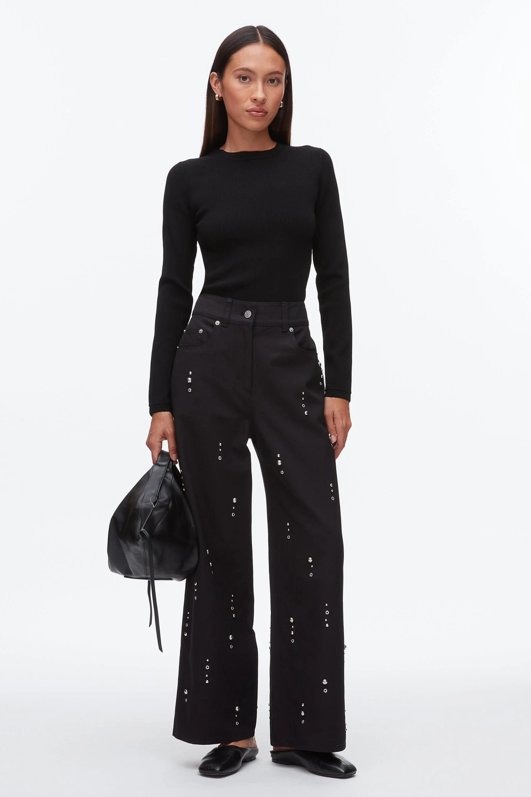 Stud Embellished Wide Leg Pant - 1