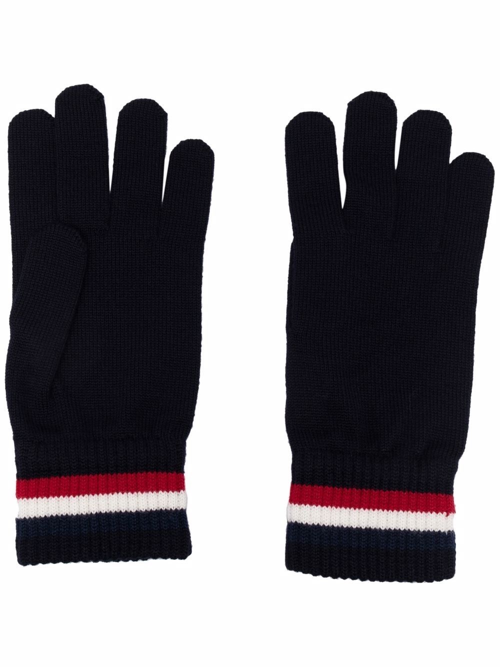 logo-stripe knit gloves - 1