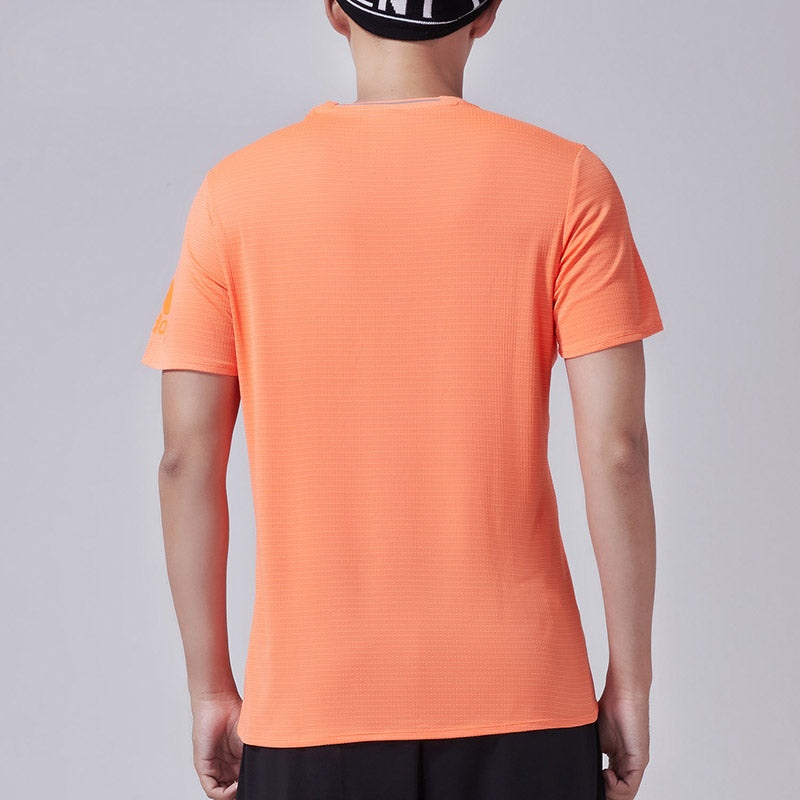 Men's adidas Solid Color Quick Dry Athleisure Casual Sports Short Sleeve Orange T-Shirt CW4057 - 4