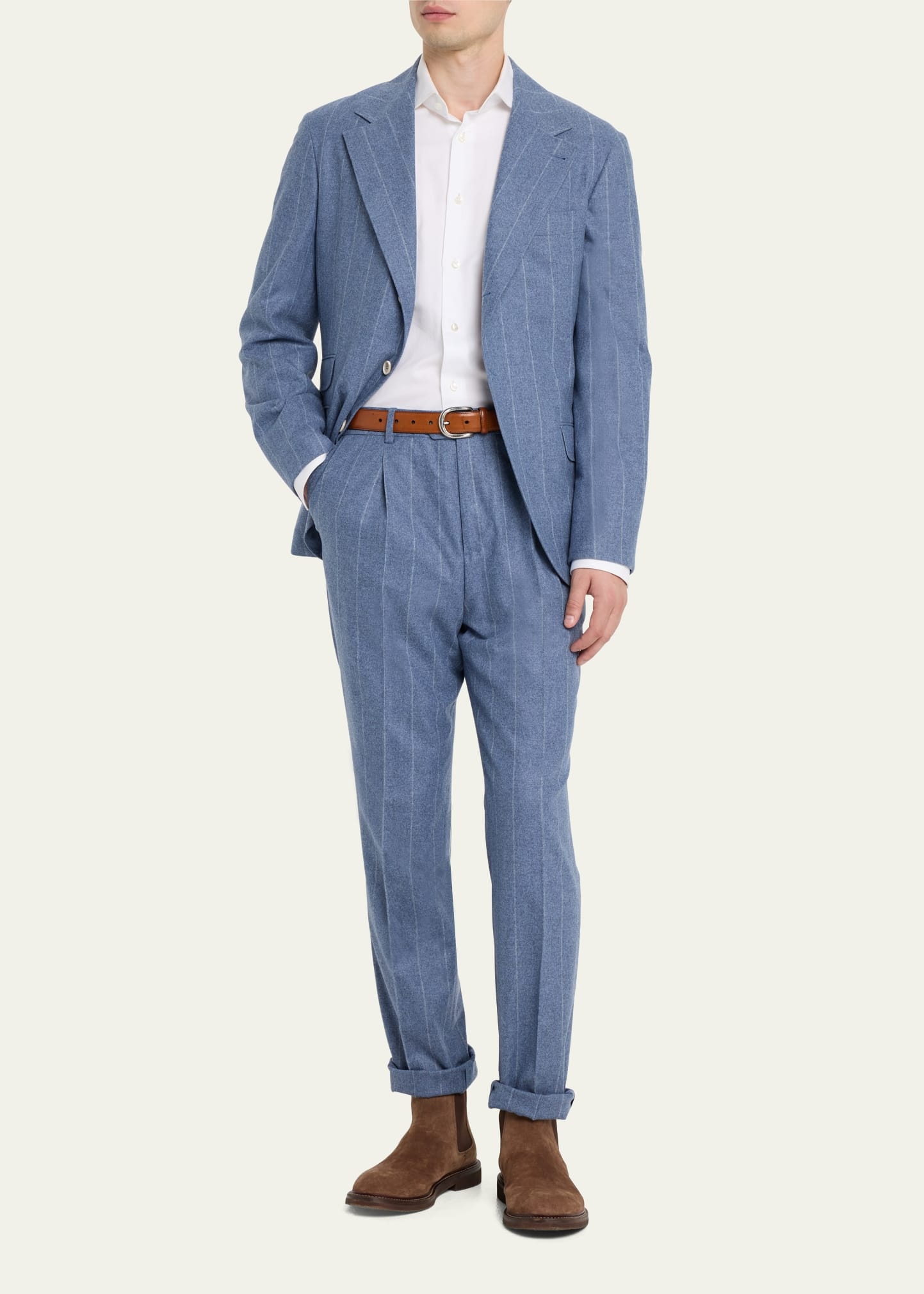 Men's Striped Light Flannel Suit - 2