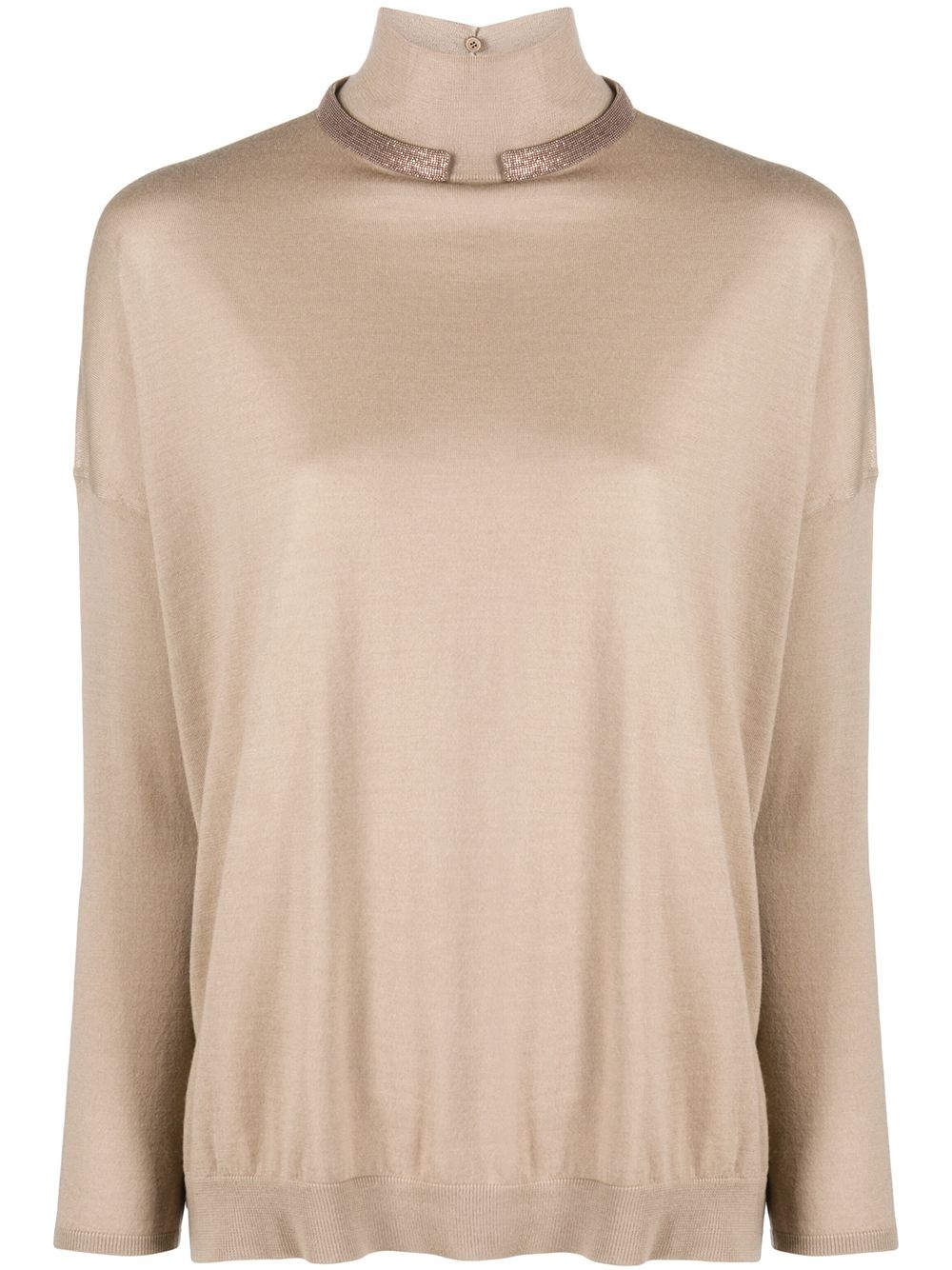 metal detail roll-neck top - 1