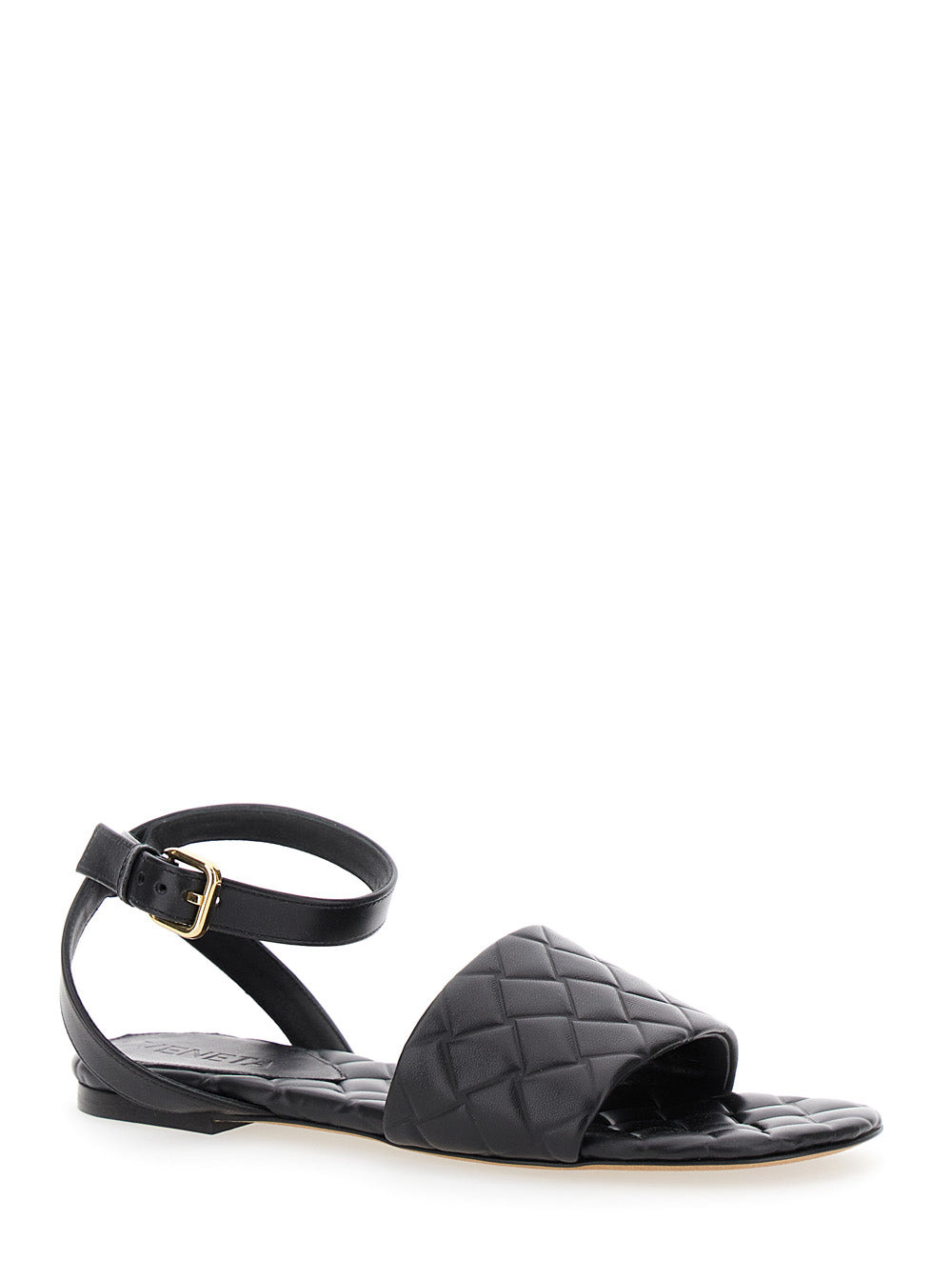 Bottega Veneta Women 'Amy' Black Flat Sandals With Intreccio Motif In Leather Woman - 2