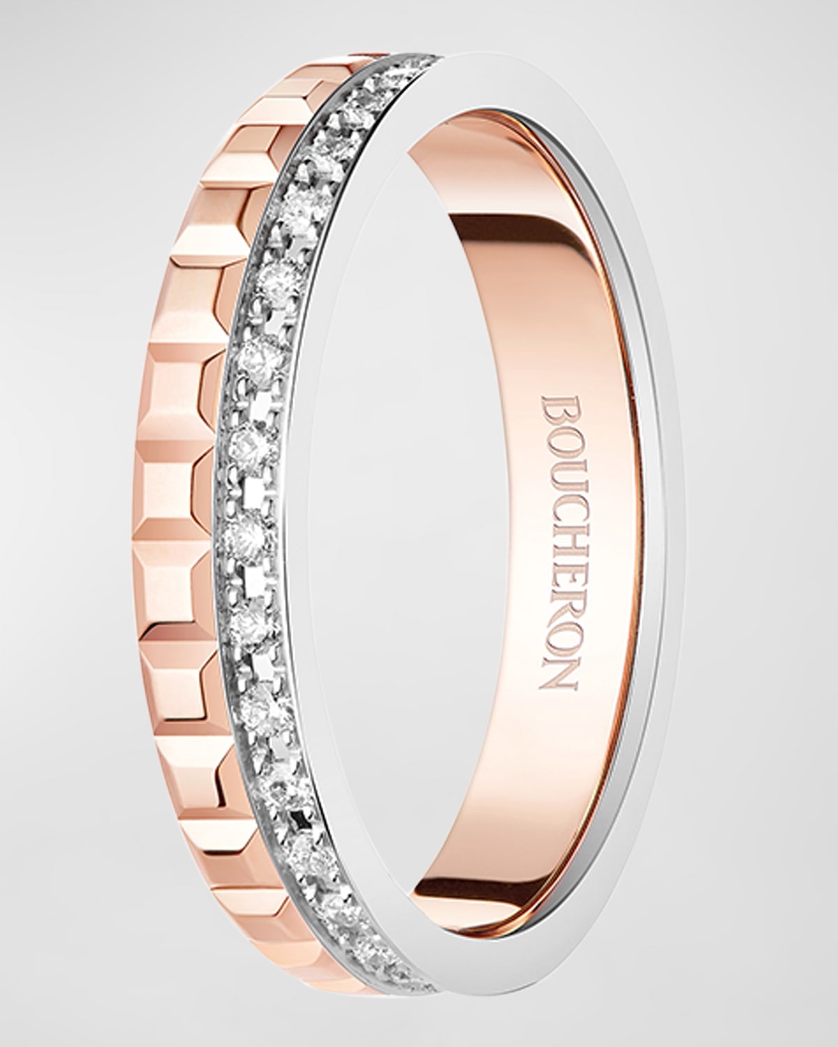 Quatre Rose Gold and White Gold Diamond Ring, EU 51 / US 5.75 - 3