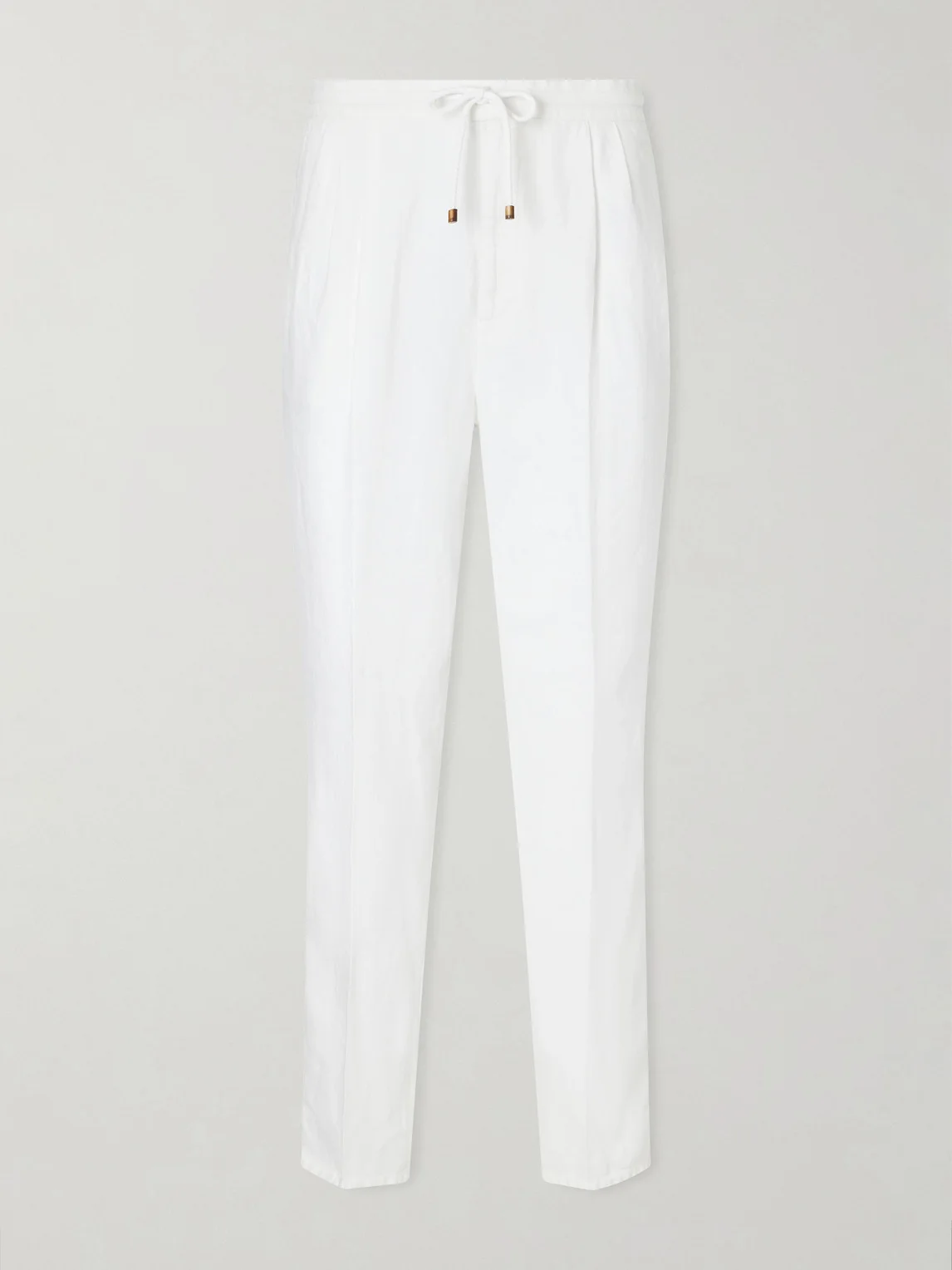 Tapered Pleated Linen-Twill Drawstring Trousers - 1