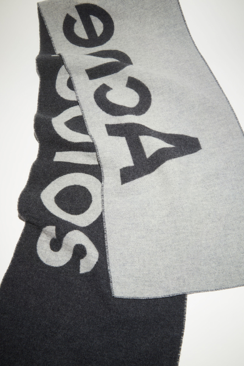 Logo jacquard scarf - Narrow - Grey/light grey 4