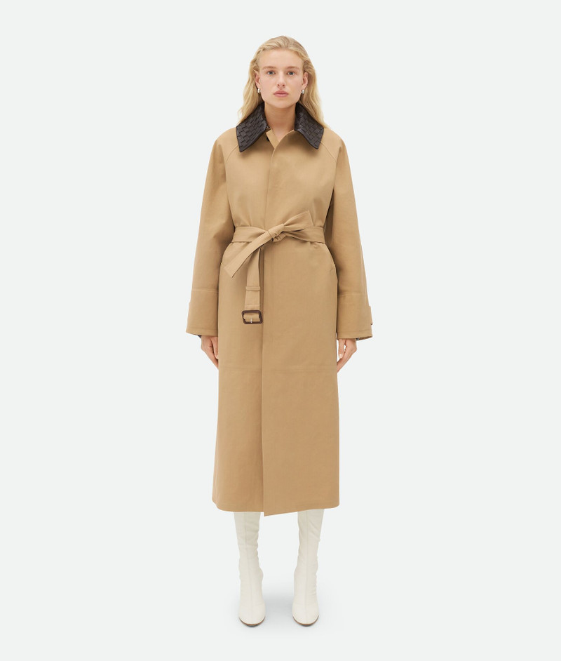 Cotton Trench With Intrecciato Collar - 1
