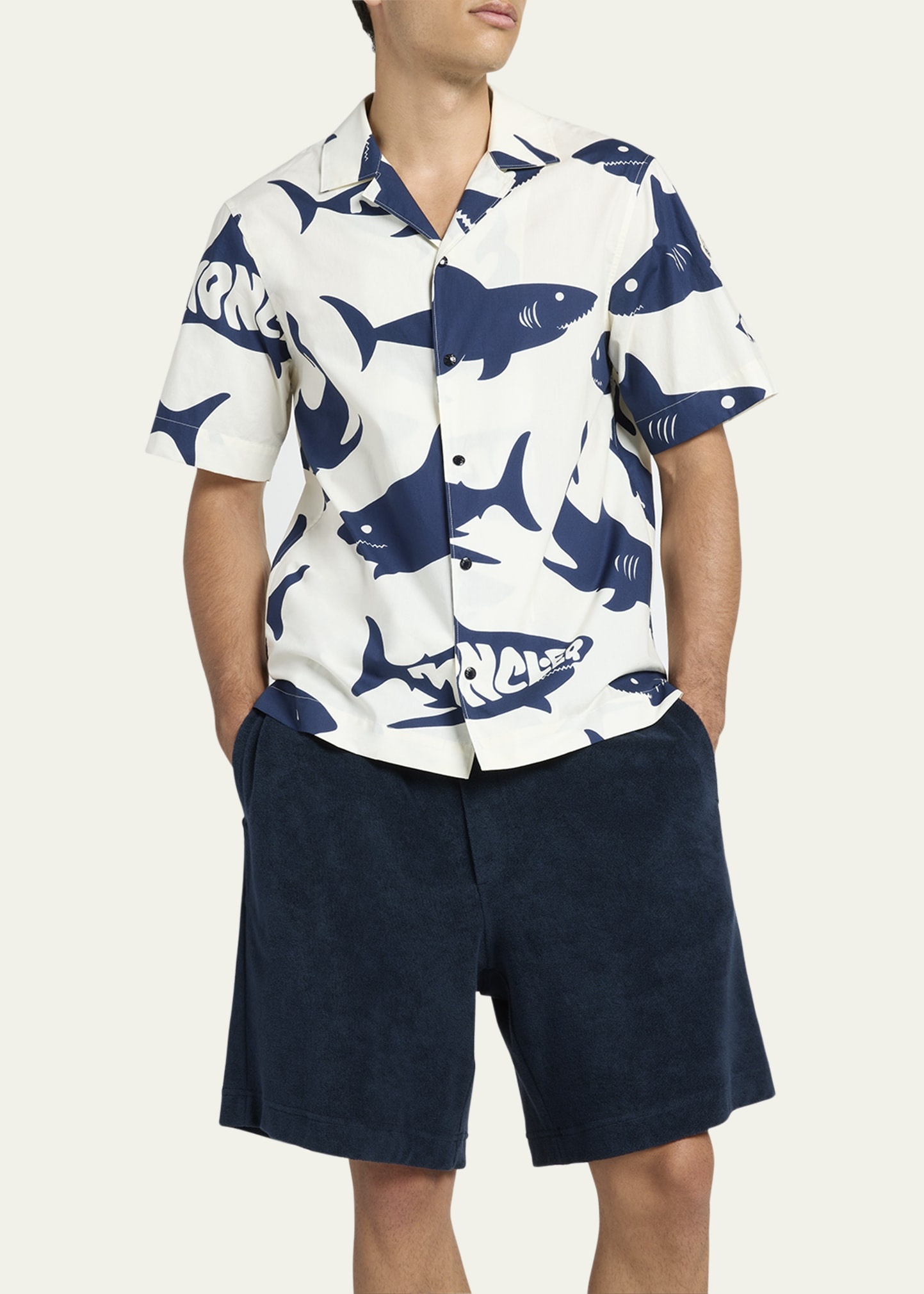 Men's Shark-Print Camp Shirt - 4