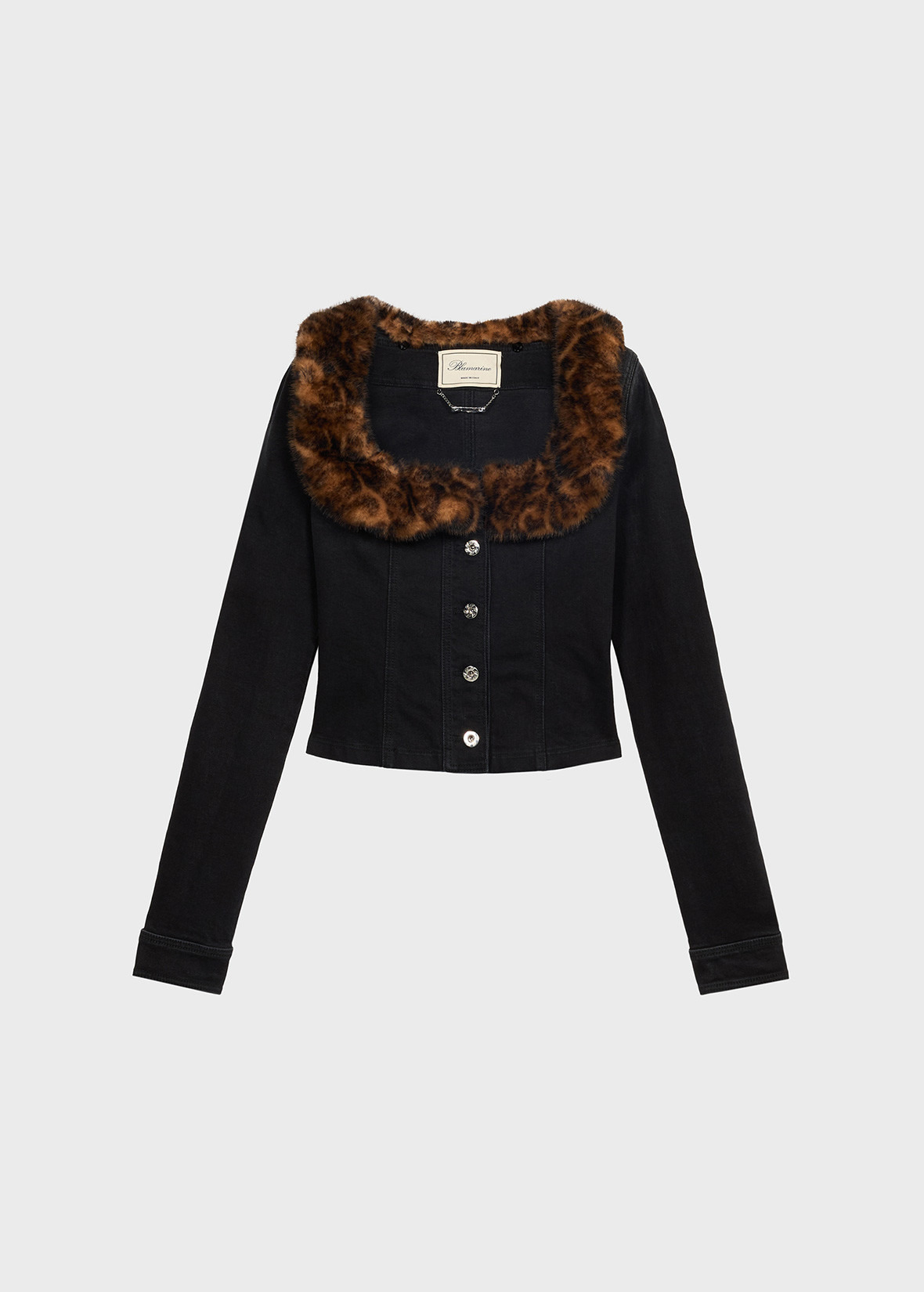 DENIM JACKET WITH FAUX FUR COLLAR - 1