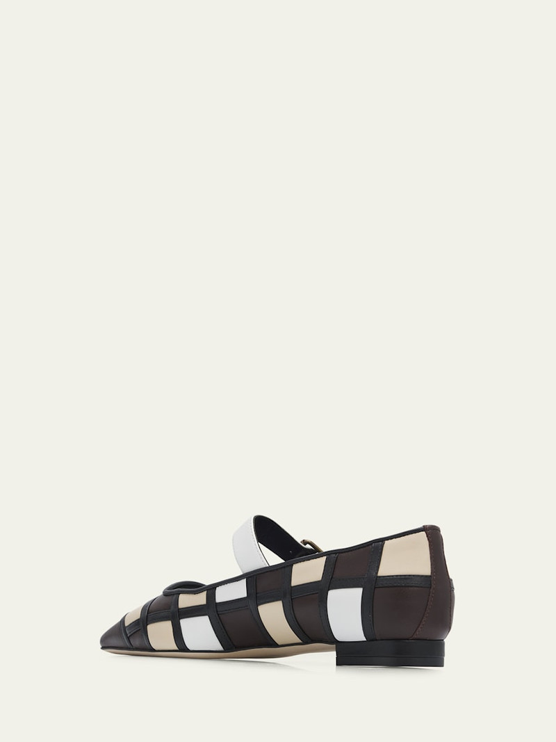 Manolo Blahnik Cucaya Patchwork Leather Ballerina Flats outlook