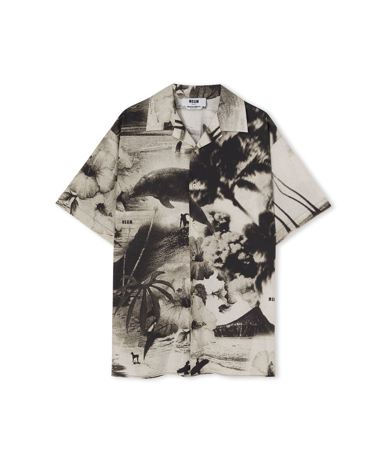 MSGM Poplin cotton shirt with "MSGM Dreaming" print outlook