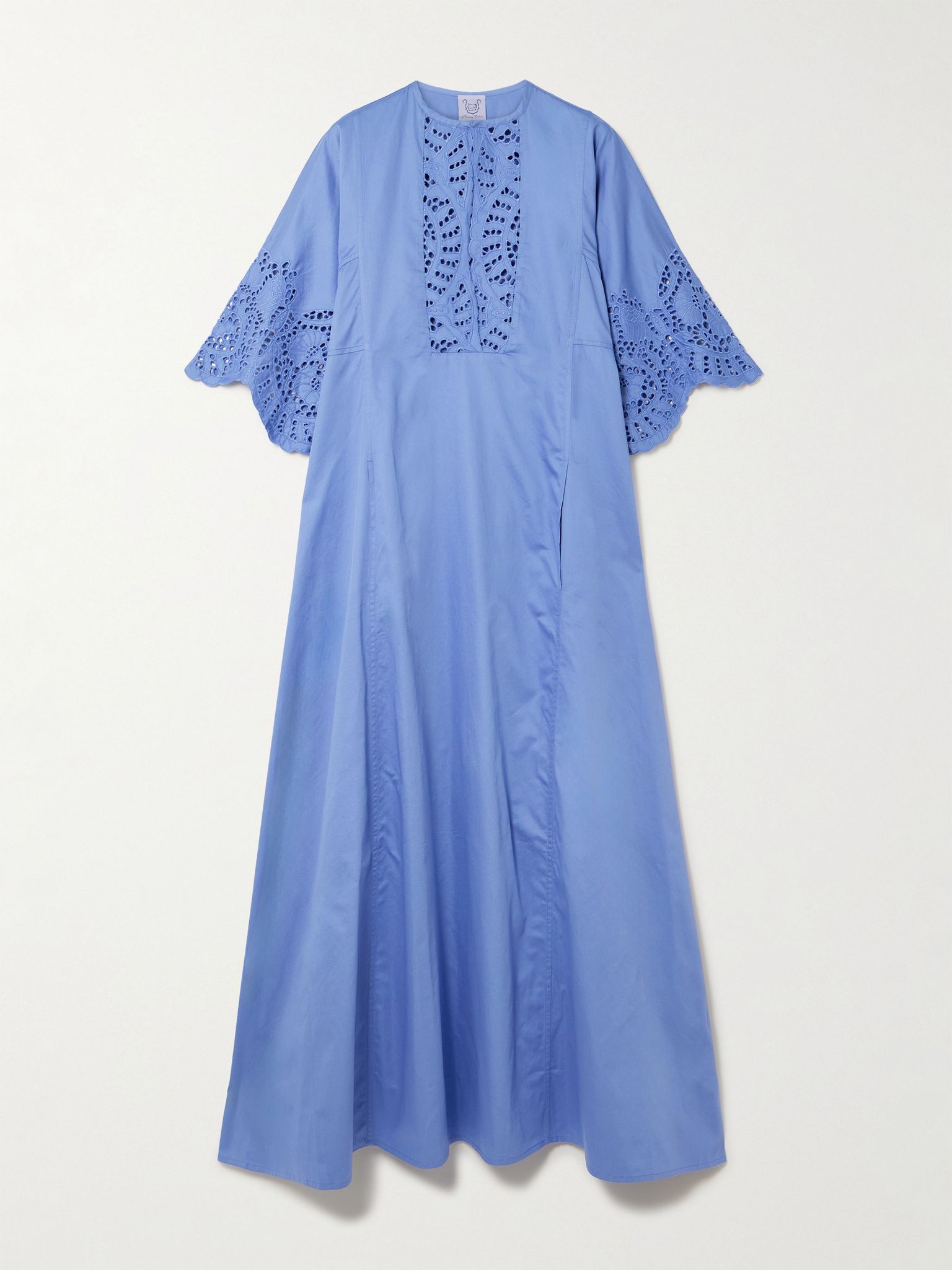 Rachel broderie anglaise cotton-poplin kaftan Blue - 1