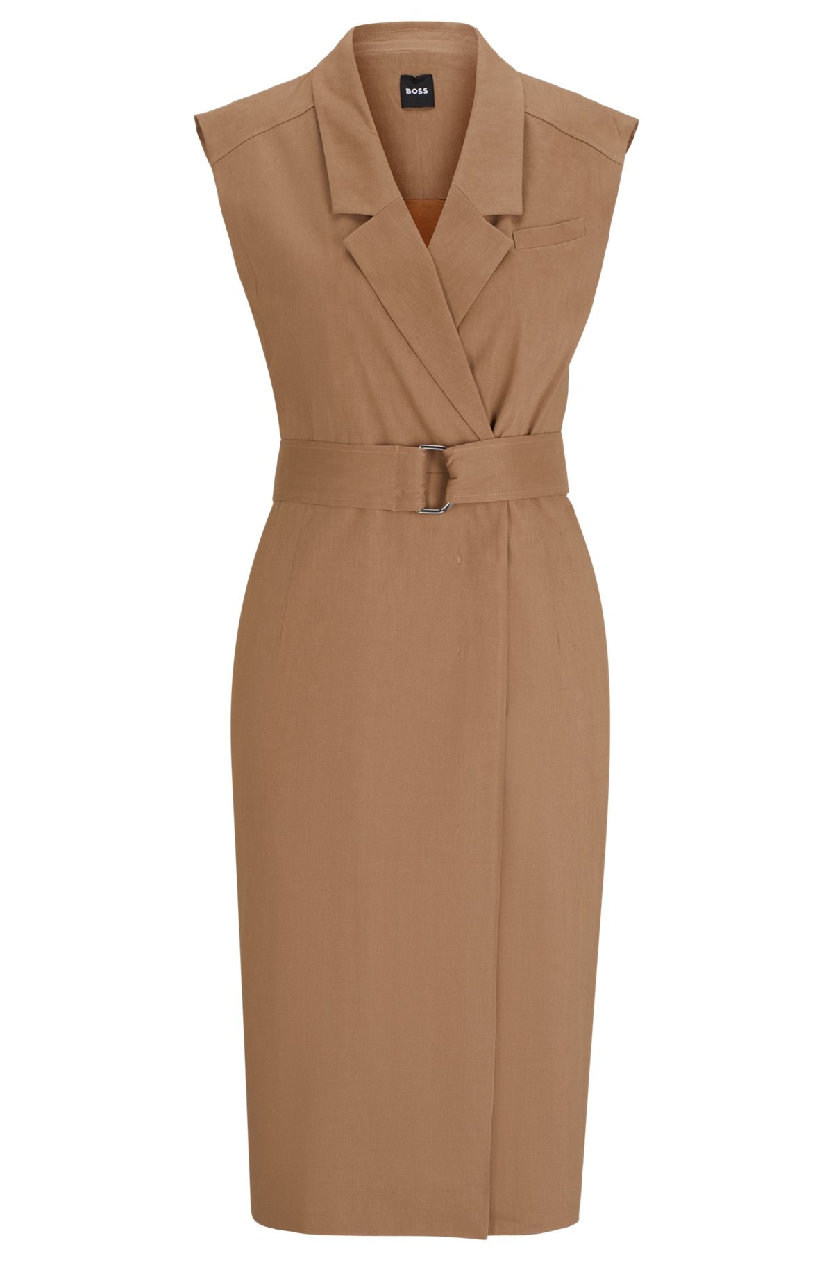 BELTED WRAP DRESS IN A LINEN BLEND - 1