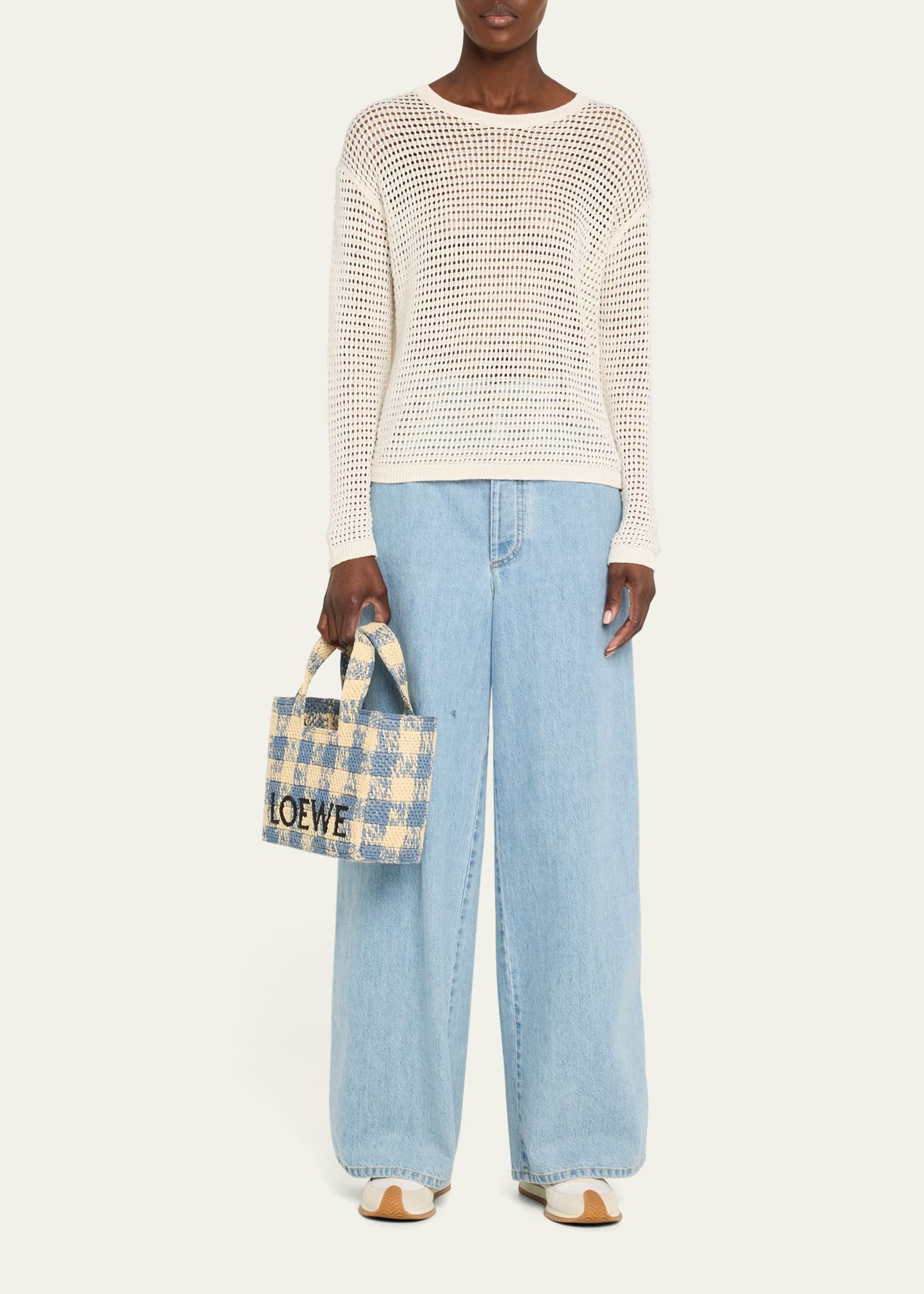 Small Tote Bag in Gingham Raffia - 2