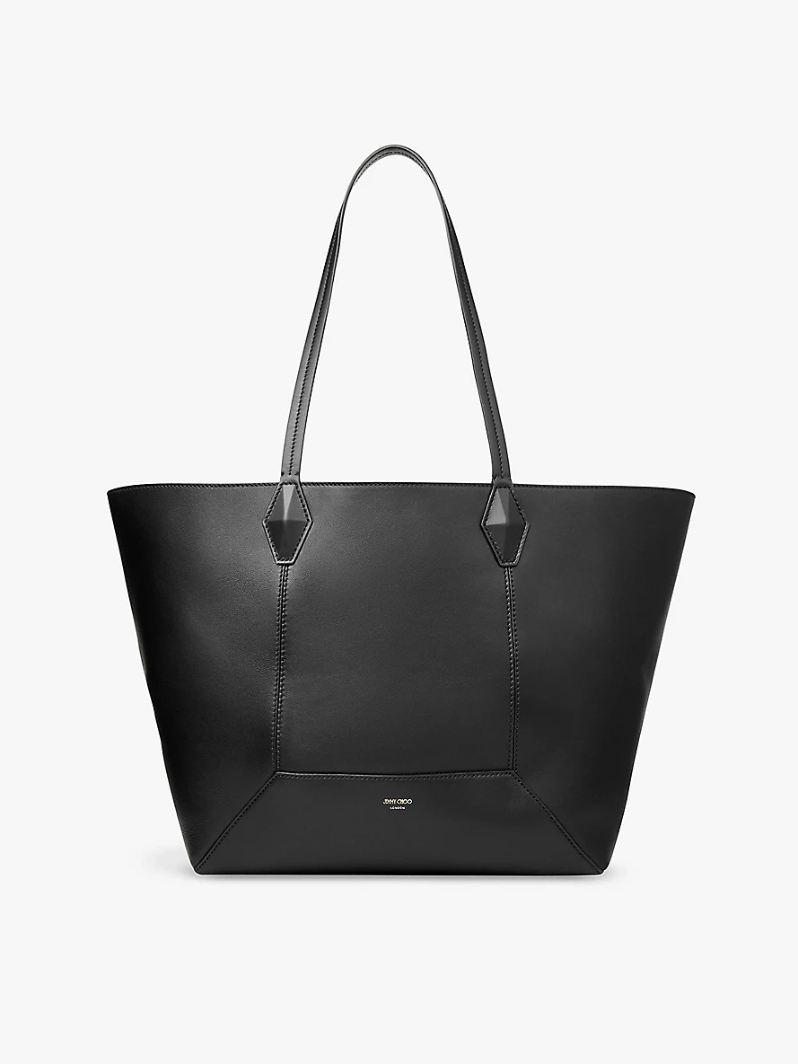 Diamond logo-embossed medium leather tote bag - 1