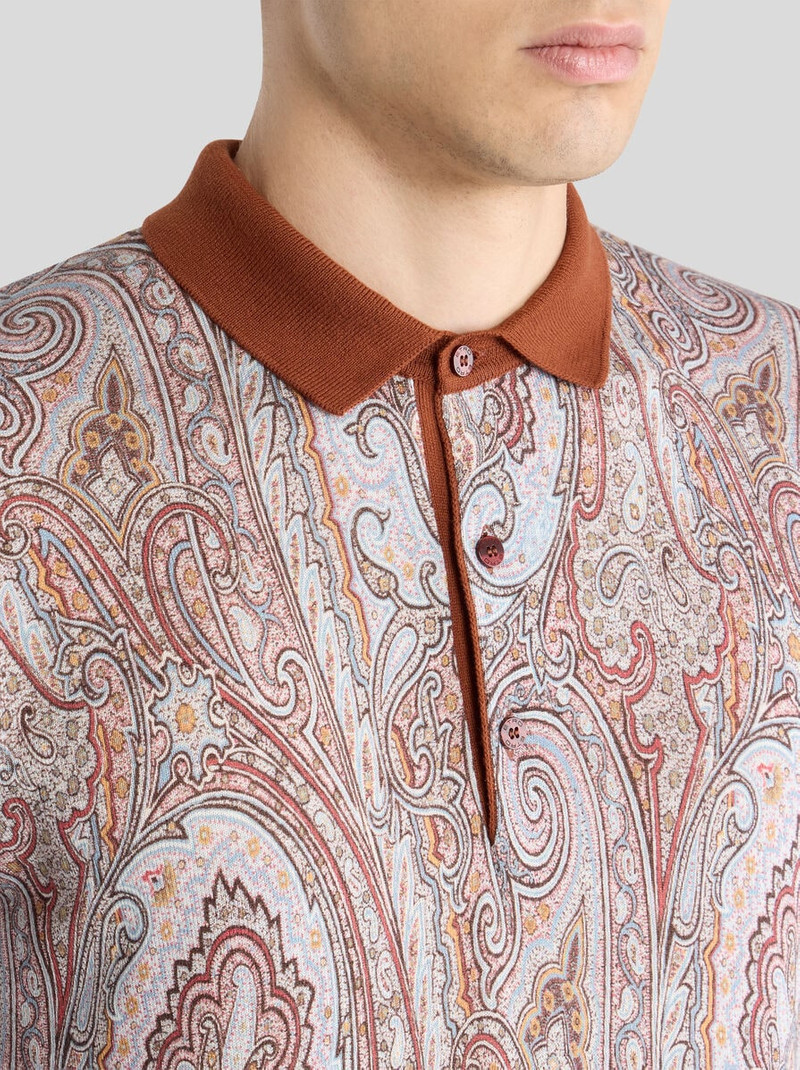 Etro SILK- AND CASHMERE-BLEND POLO SHIRT WITH FLORAL PAISLEY MOTIF outlook