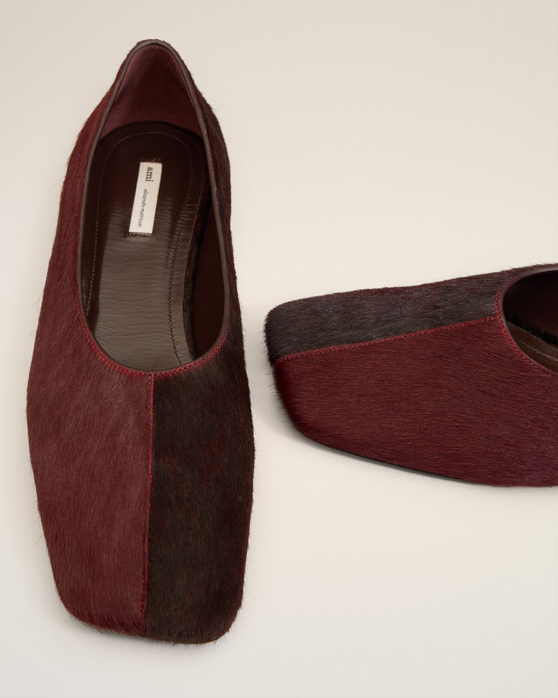 BURGUNDY LEATHER BICOLOR FLAT SHOES 5
