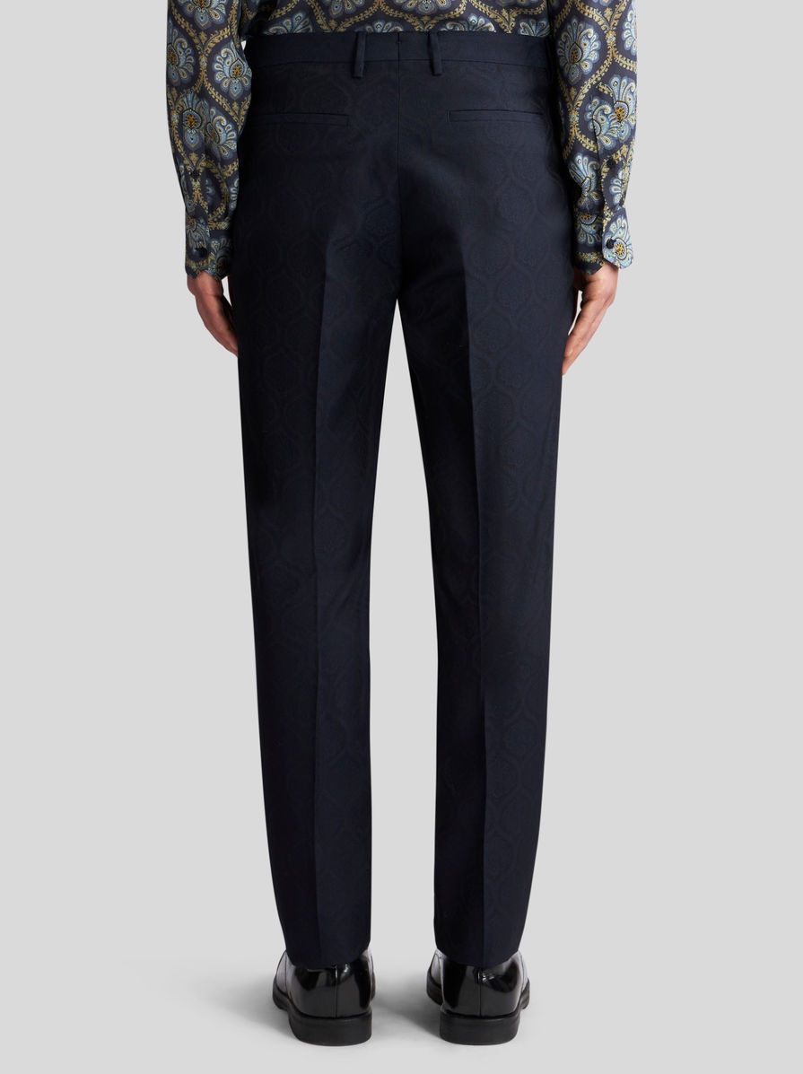 WOOL AND COTTON JACQUARD TROUSERS - 4
