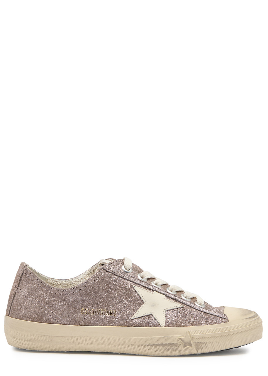 Golden Goose V-Star 2 Glittered Suede Sneakers - 1