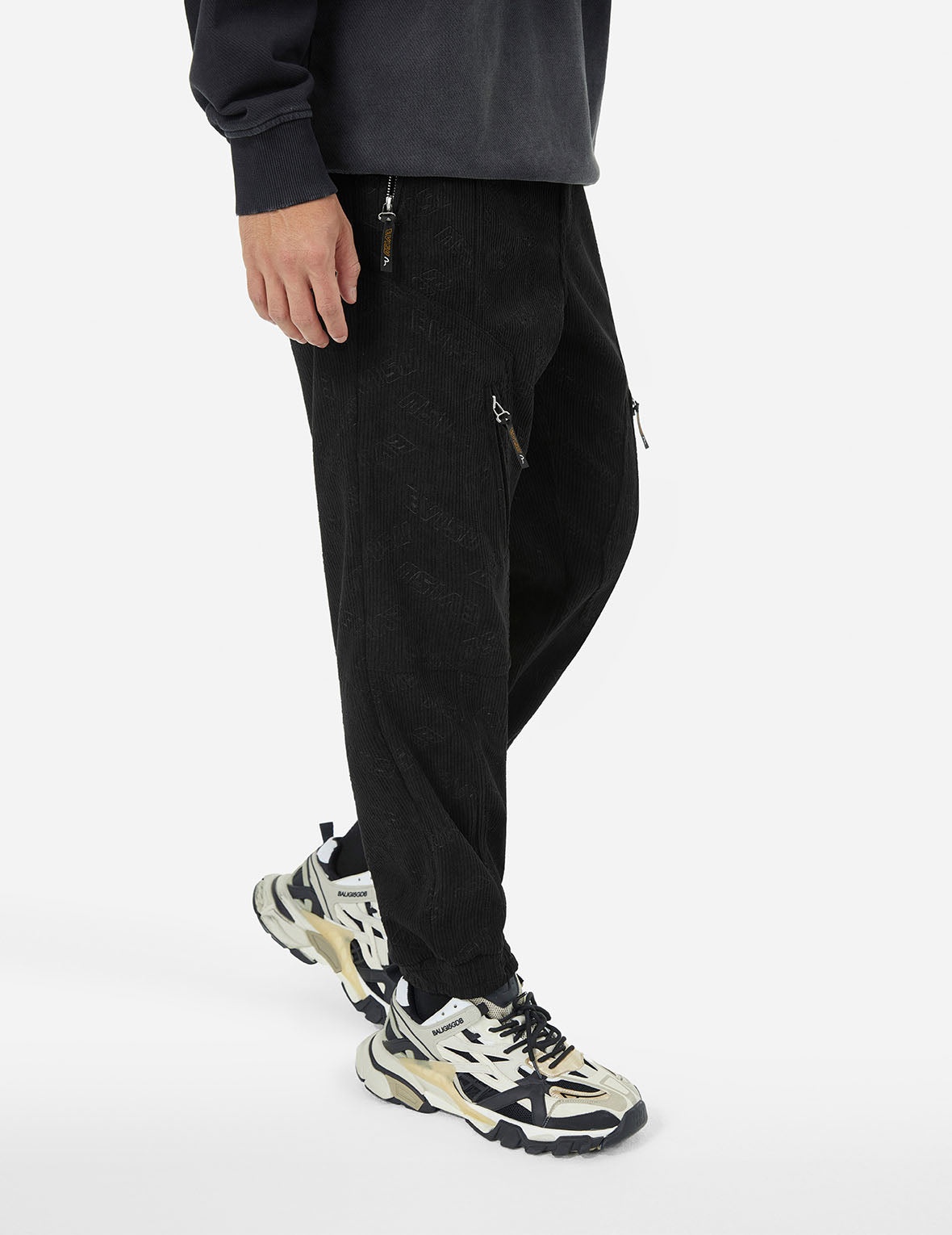 Allover Evisu Deboss Print and Seagull Embroidery Relax Fit Woven Joggers - 6
