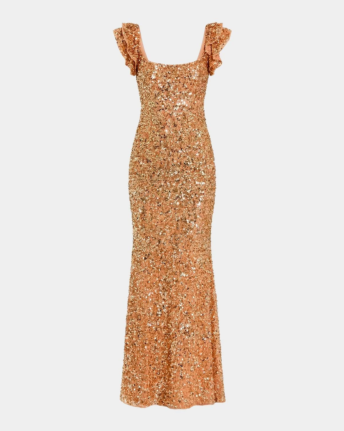 Ruffle-Trim Sequin Trumpet Gown - 1