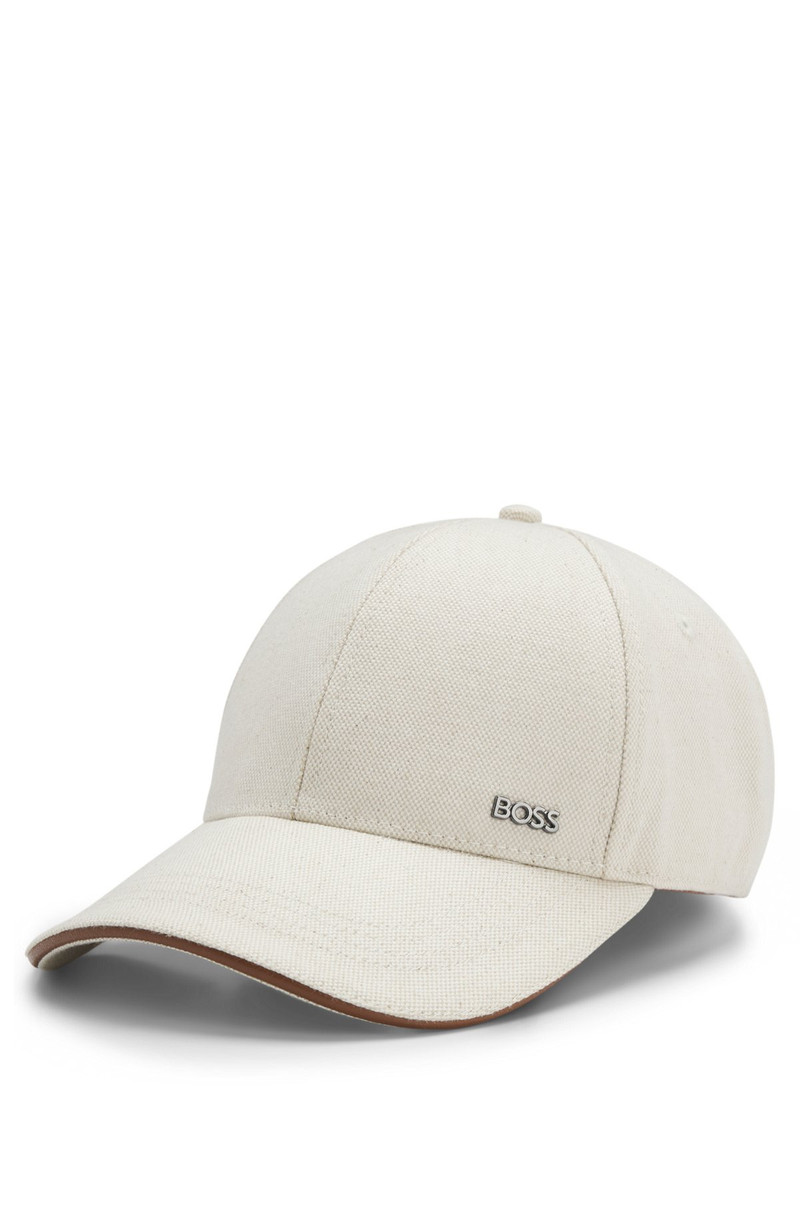 COTTON-CANVAS CAP WITH LEATHER TRIM 1