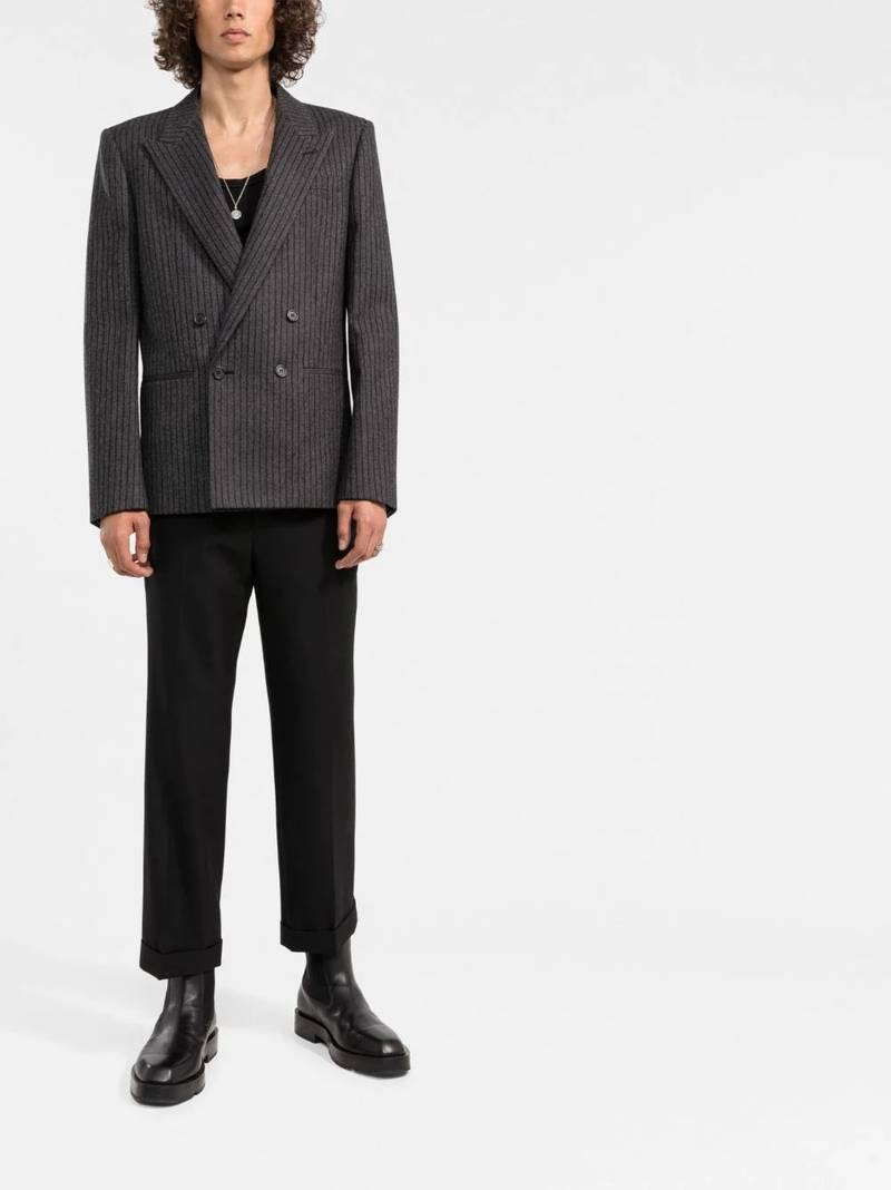 SAINT LAURENT striped double-breasted blazer outlook