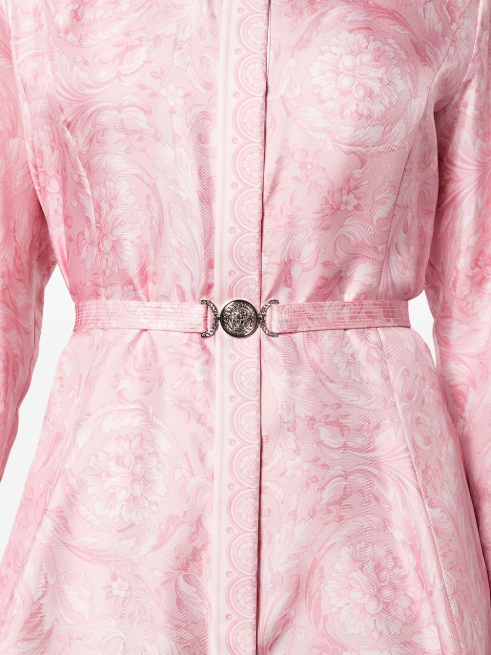 Barocco-print belted silk shirtdress - 5