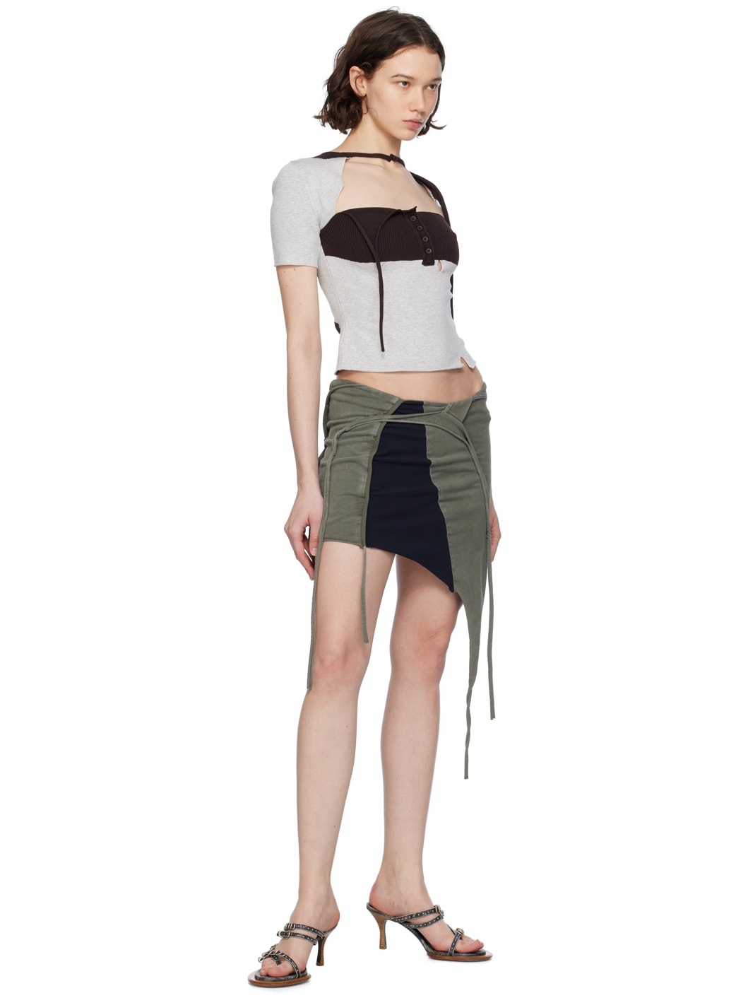 SSENSE Exclusive Taupe & Black Miniskirt - 4