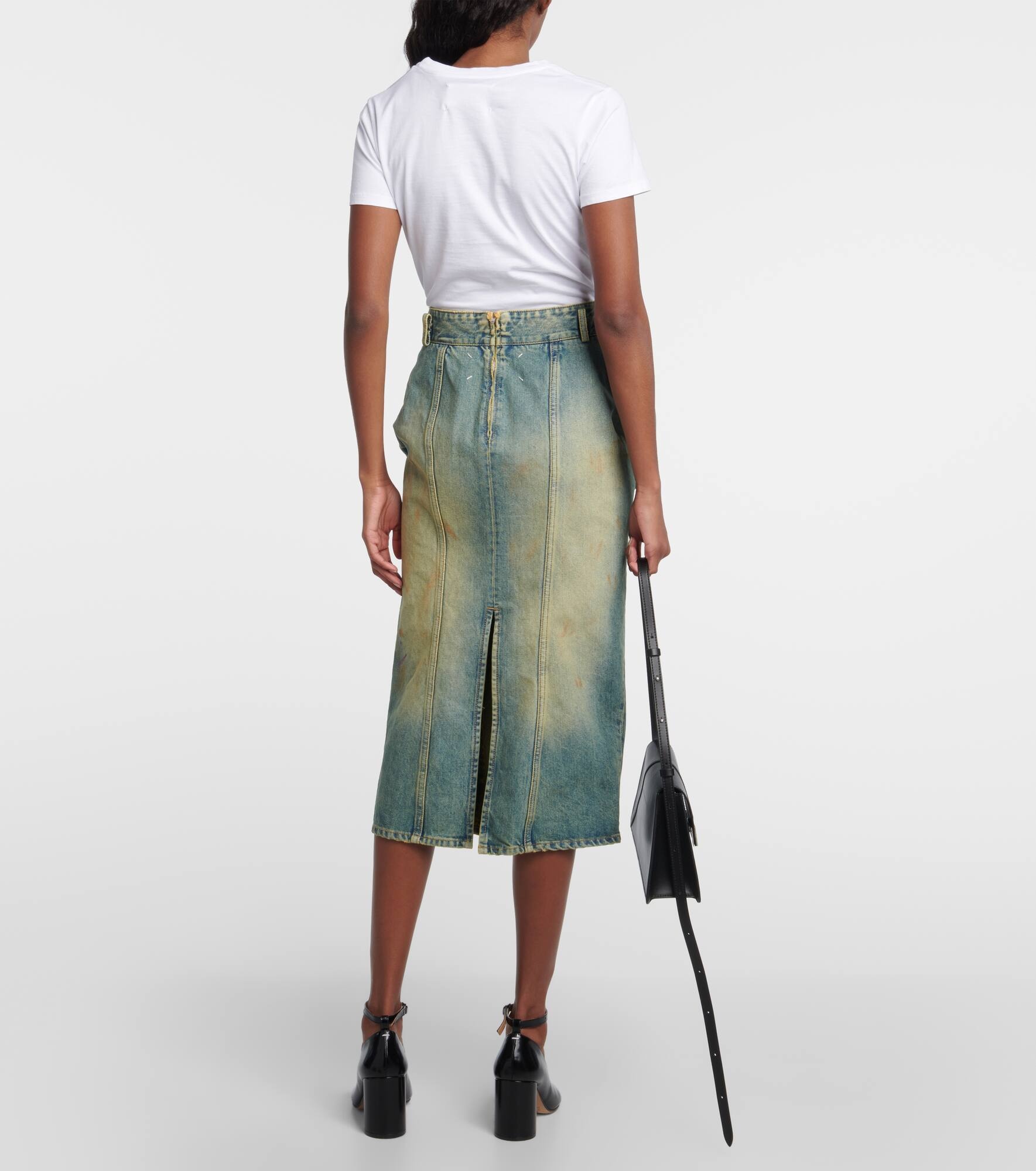 スカート MAISON MARGIELA Slits denim skirt Multicolor Maison Margiela Pleated denim midi skirt | mytheresa