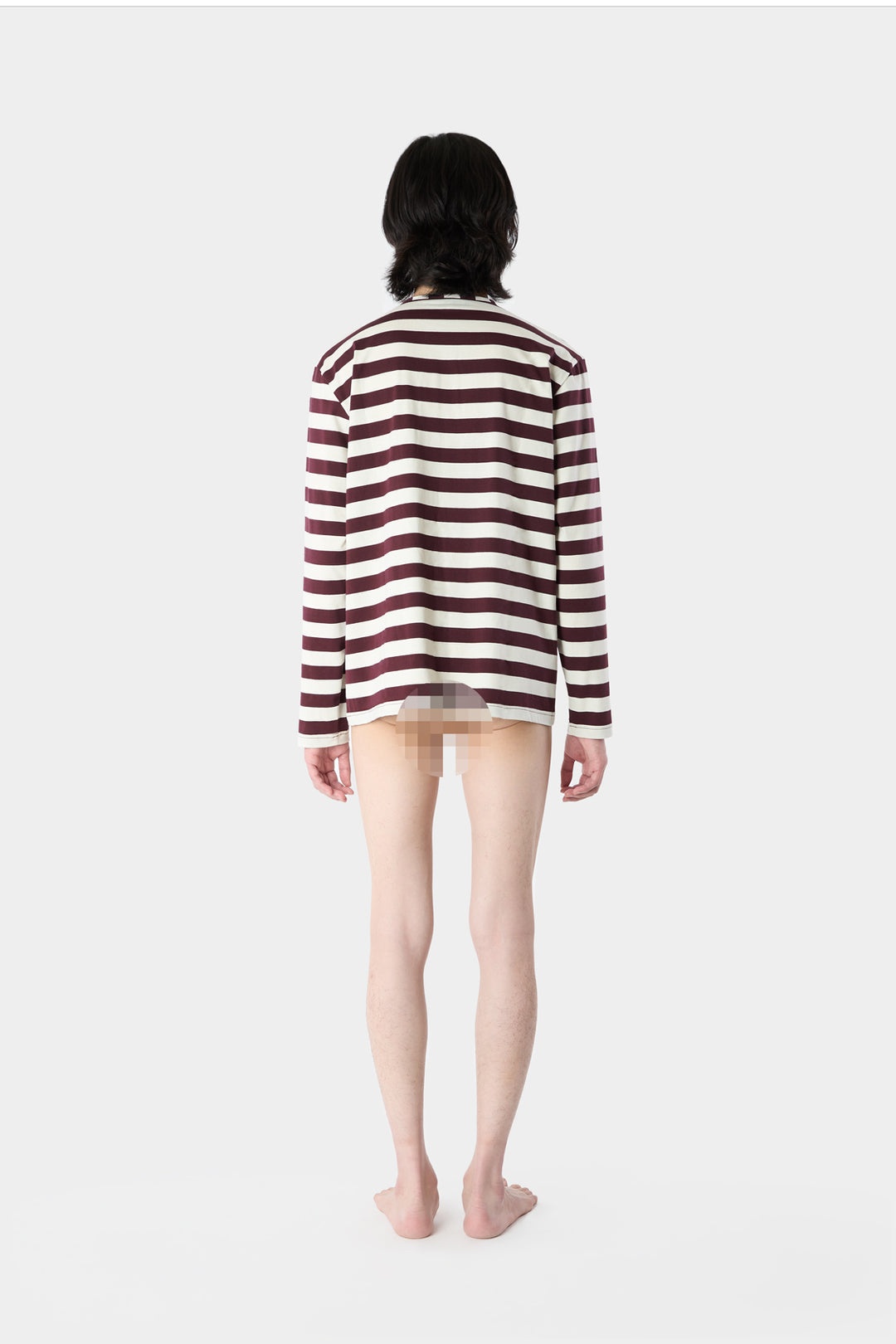 CLASSIC LONG SLEEVE T-SHIRT / cream & brown stripes - 3