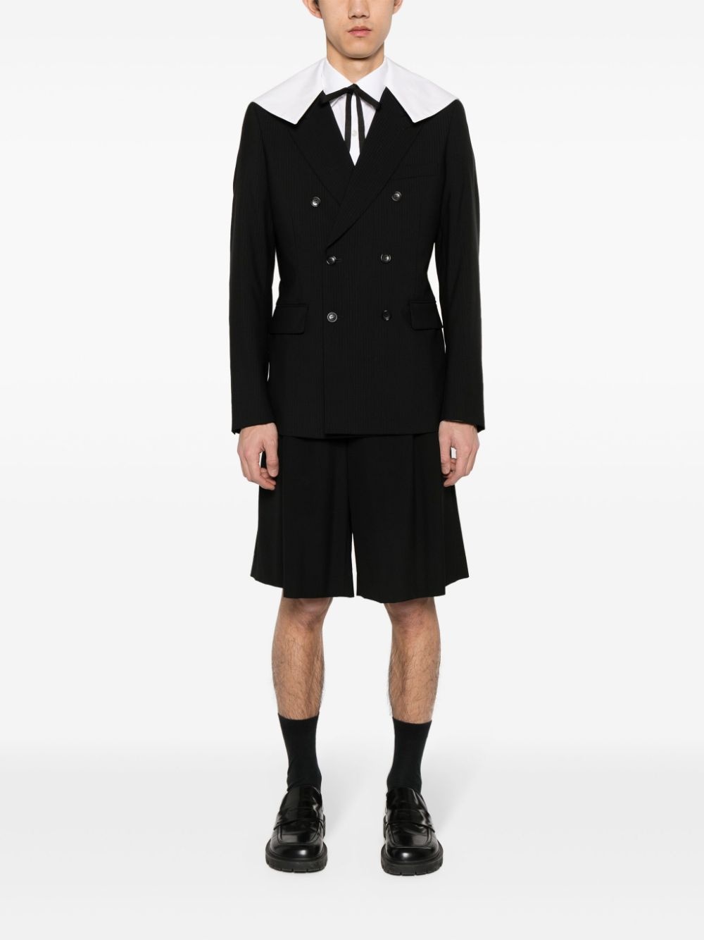 detachable-collar double-breasted blazer - 2