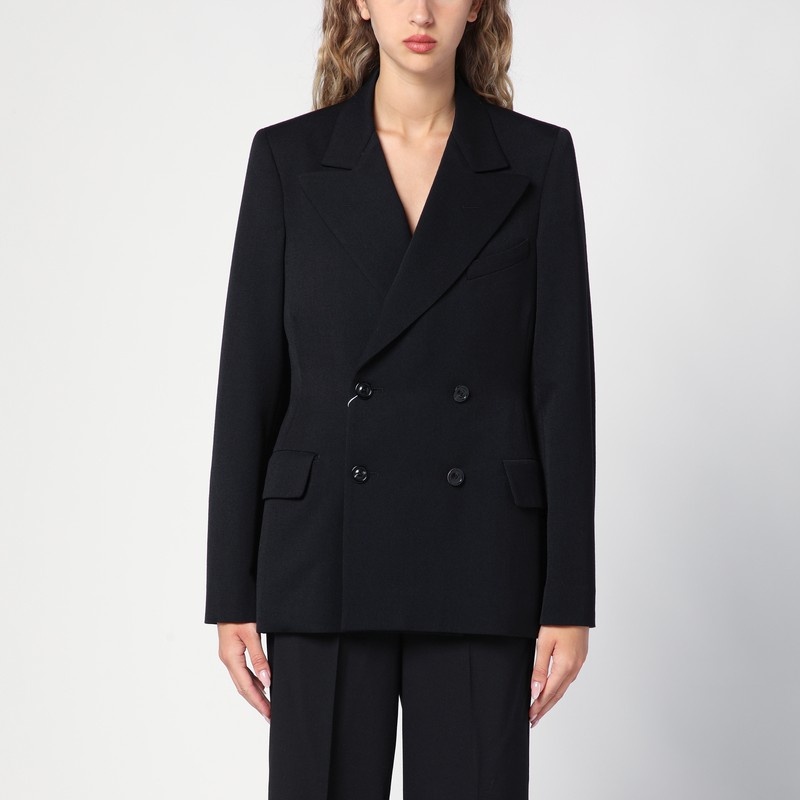 Black double-breasted jacket in wool - 1