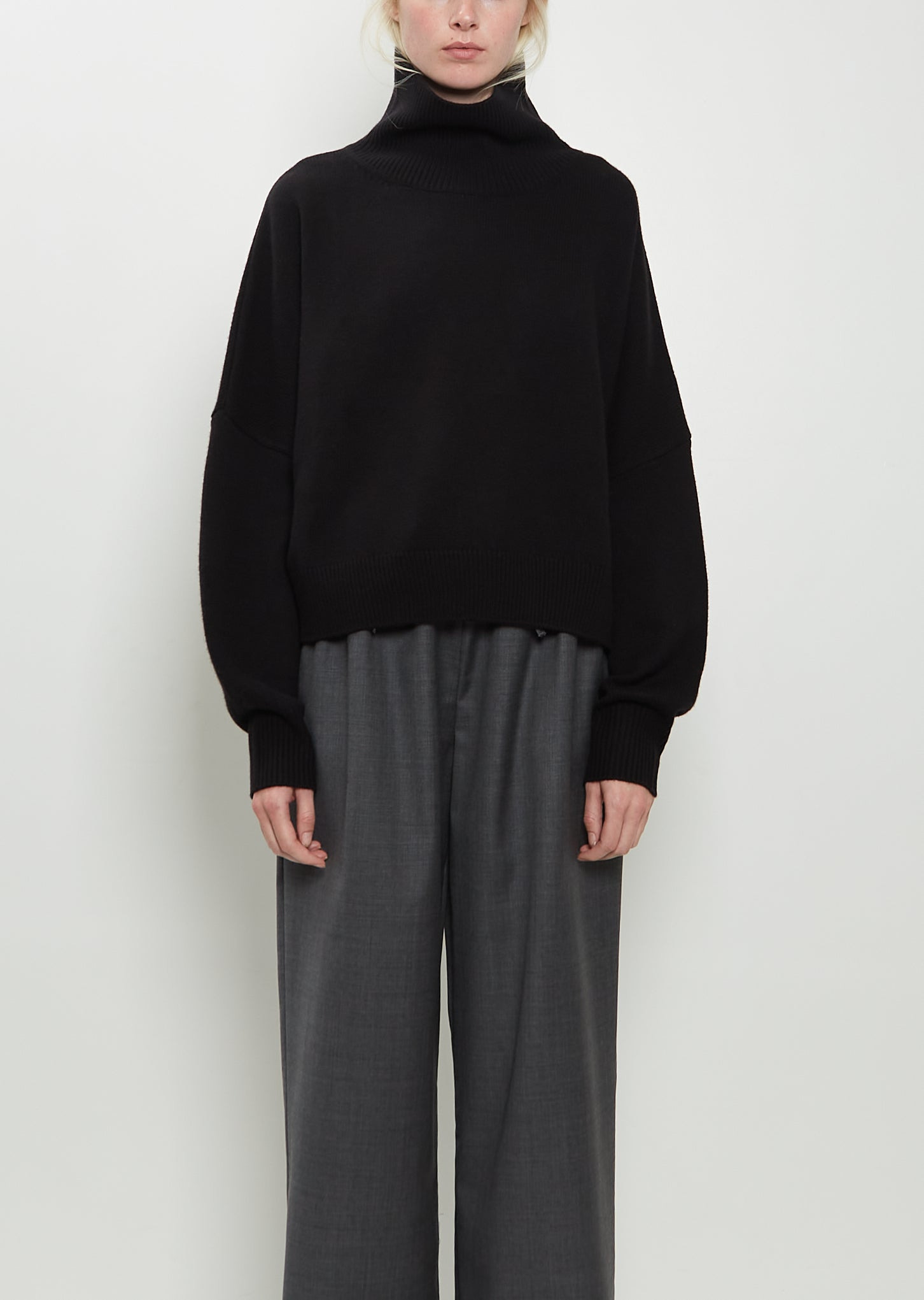 Luke Wool Cashmere Collar Sweater — Black - 1