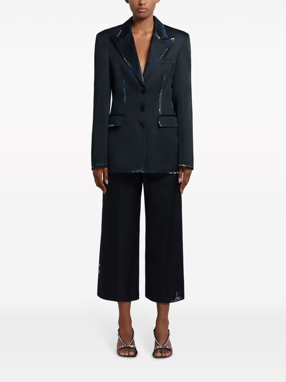 decorative-stitching cropped trousers - 2