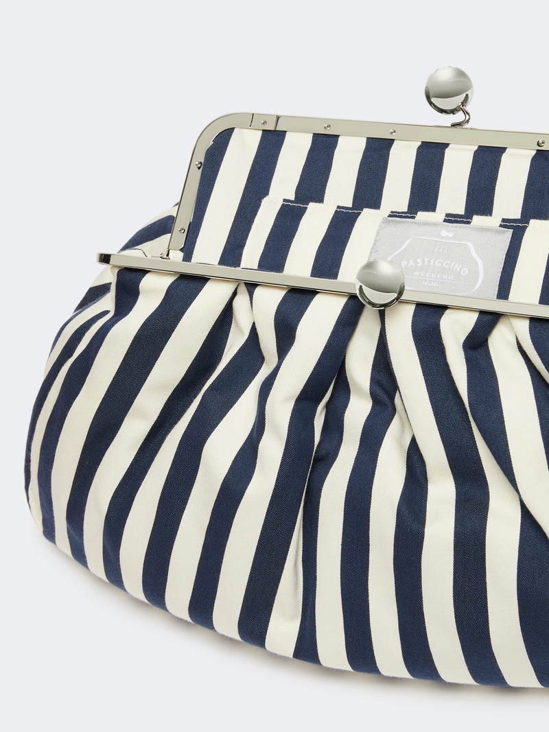 CACHI Large striped cotton Pasticcino bag - ULTRAMARINE 5