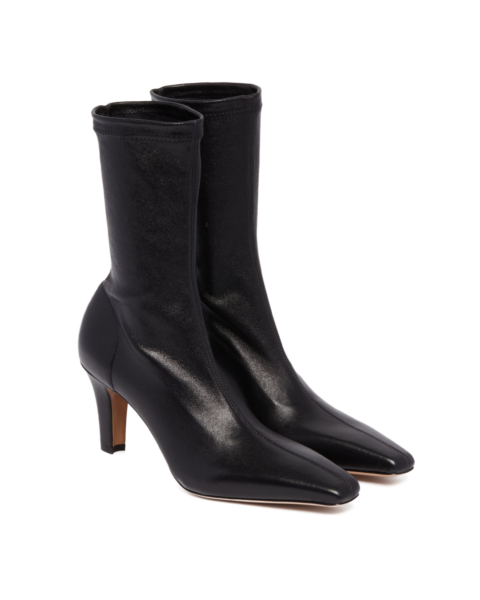 Black Leather Slip-on Ankle Boots - 3