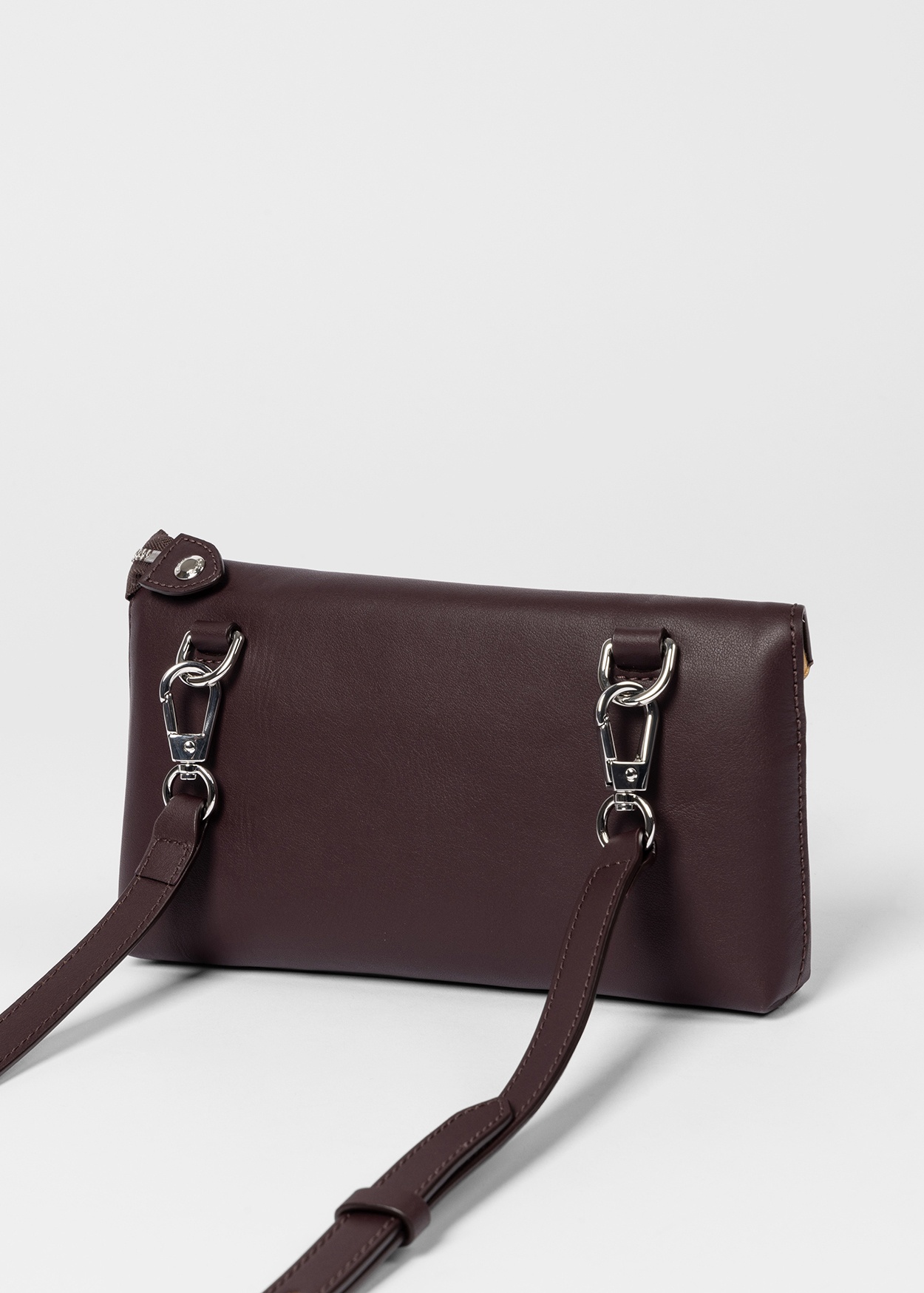Burgundy Calf Leather Side Zip Bag - 2