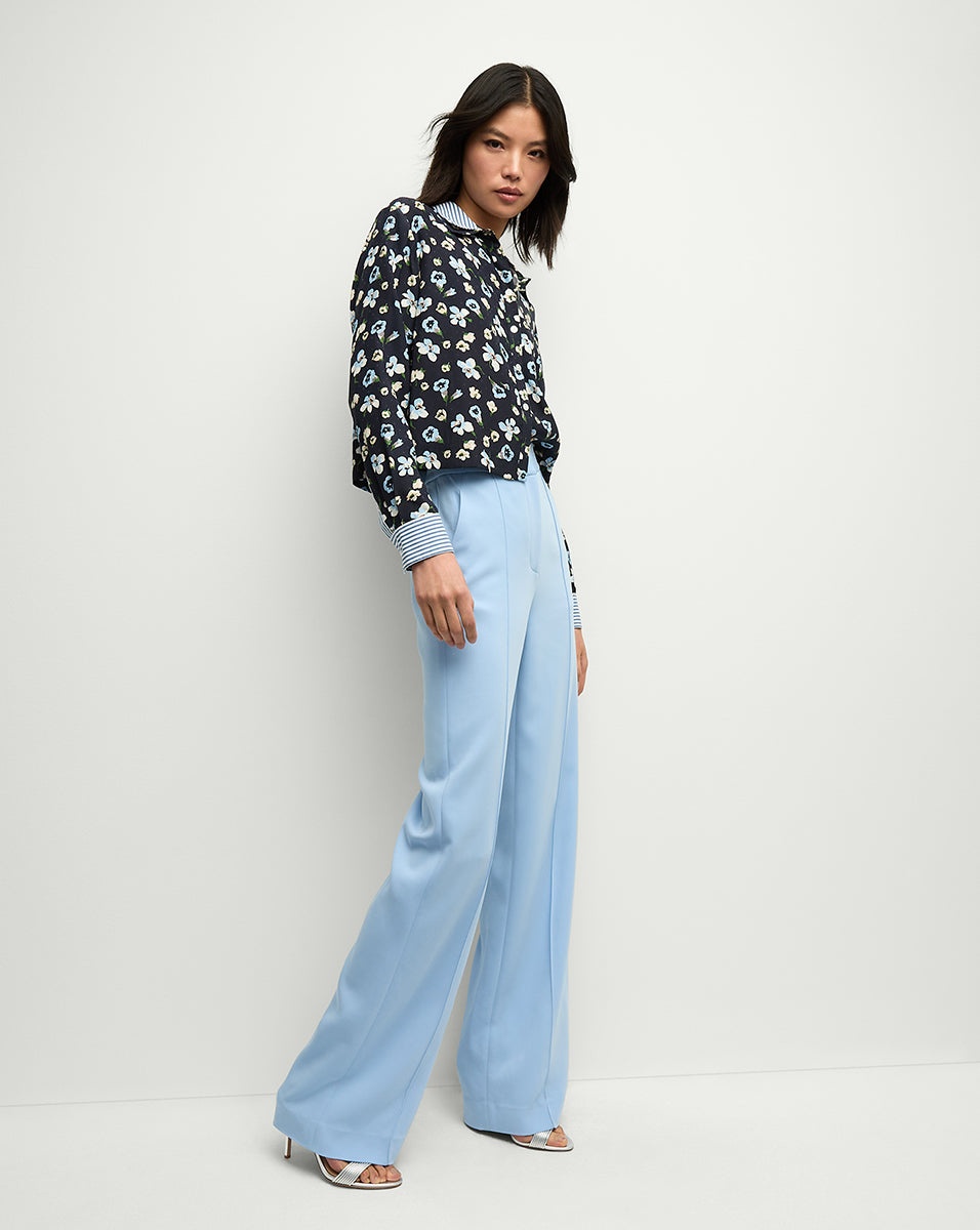 MAIA FLORAL SILK DOUBLE-COLLAR SHIRT - 4