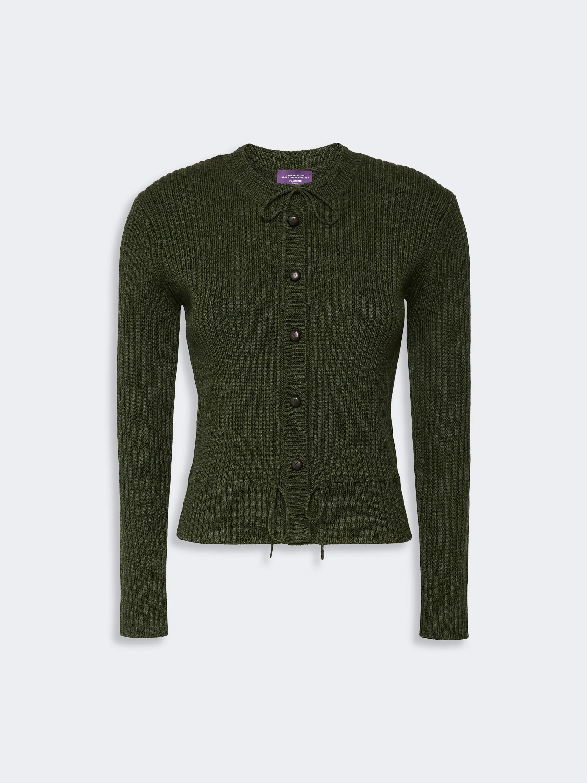 WKSKAKI Ribbed wool cardigan - MOSS GREEN - 1
