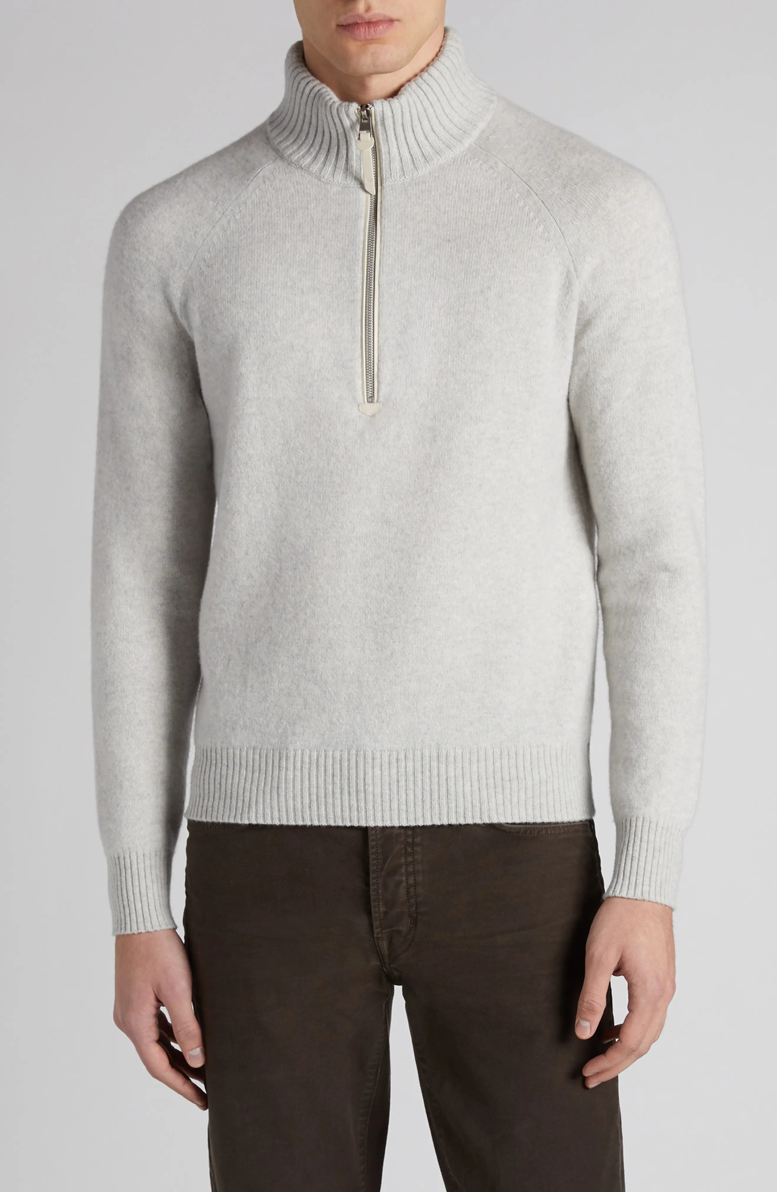 Lambswool & Cashmere Half Zip Sweater - 1